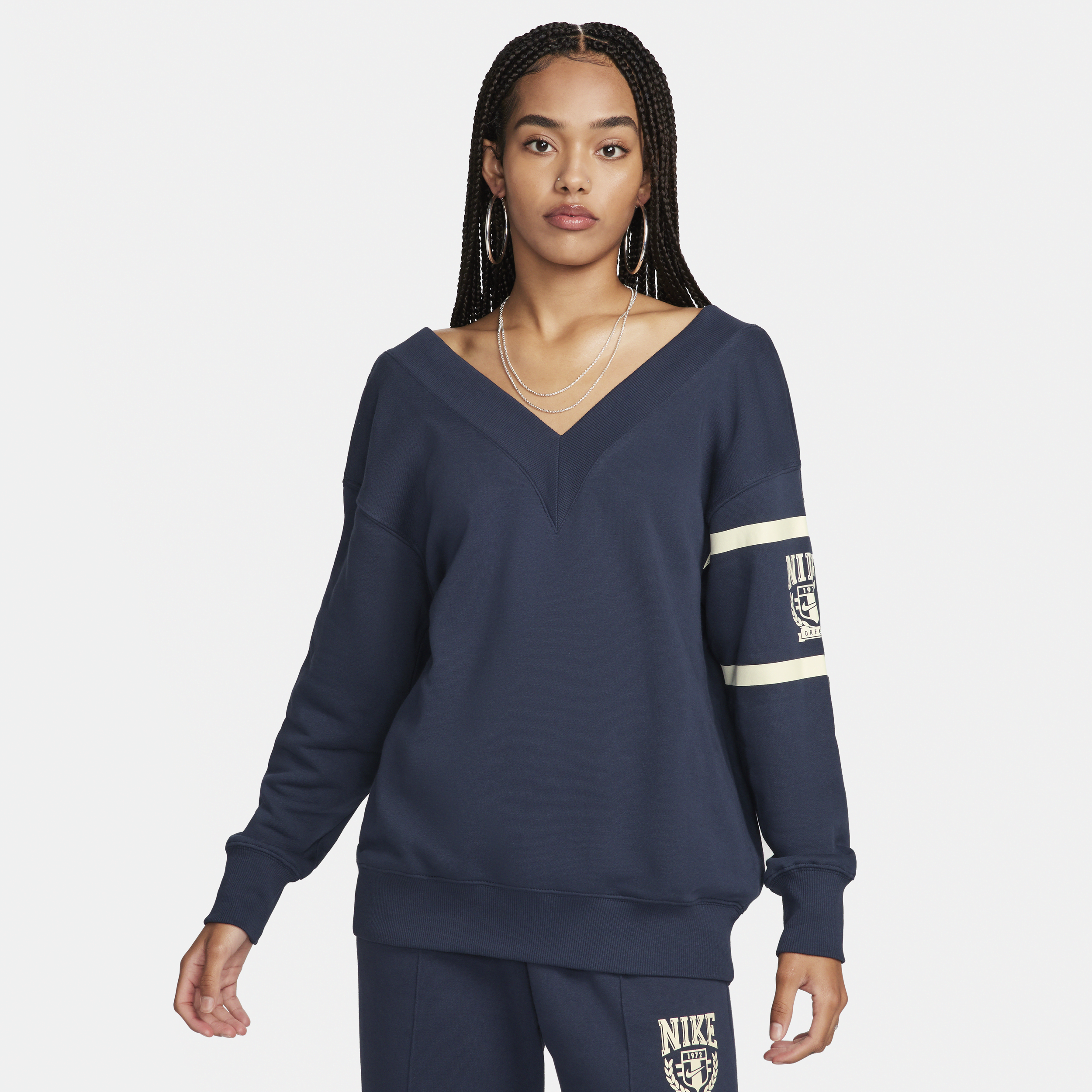 Nike Sportswear Phoenix Fleece sweatshirt met V-hals voor dames Blauw