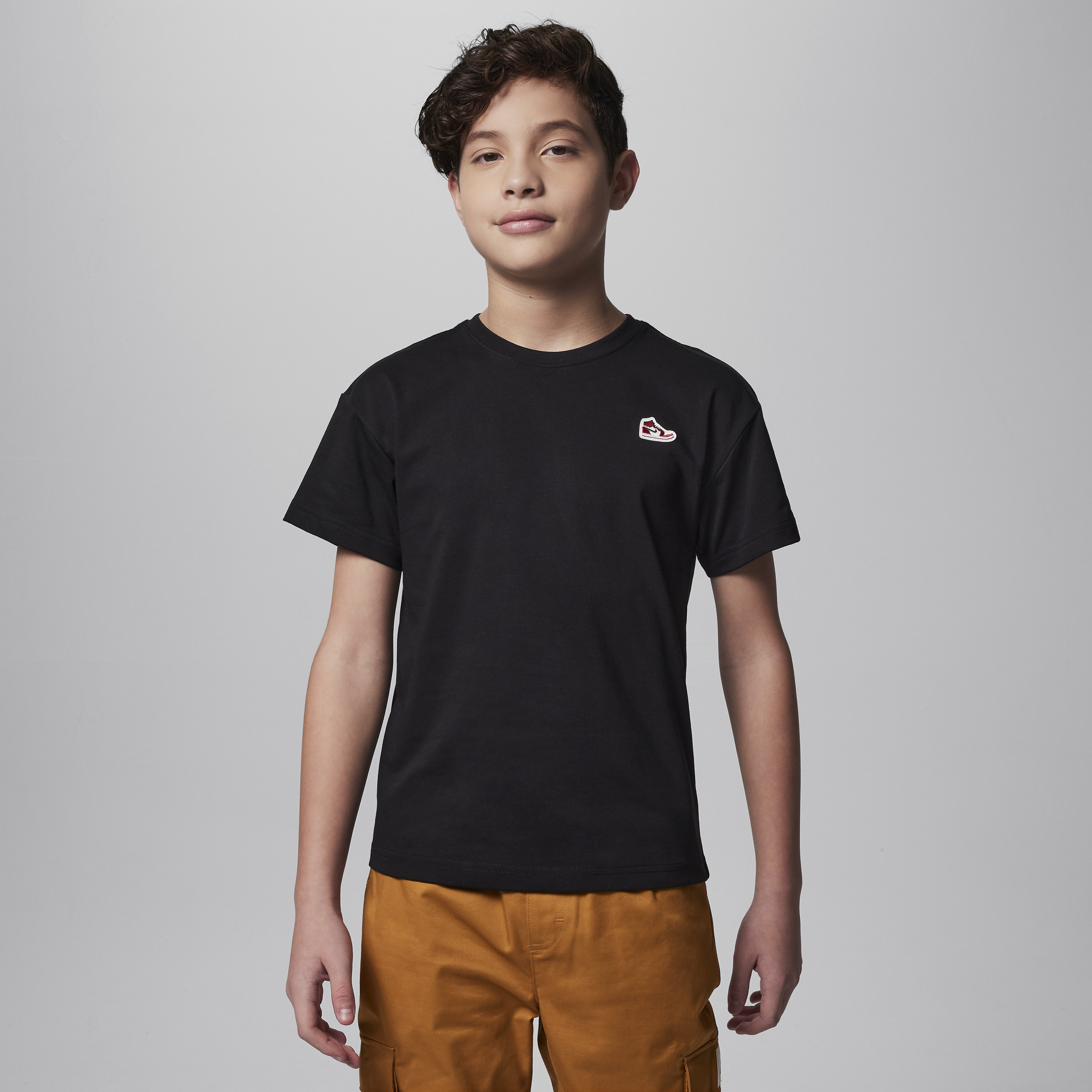 Jordan Air  1 T-shirt met patch voor kids - Zwart