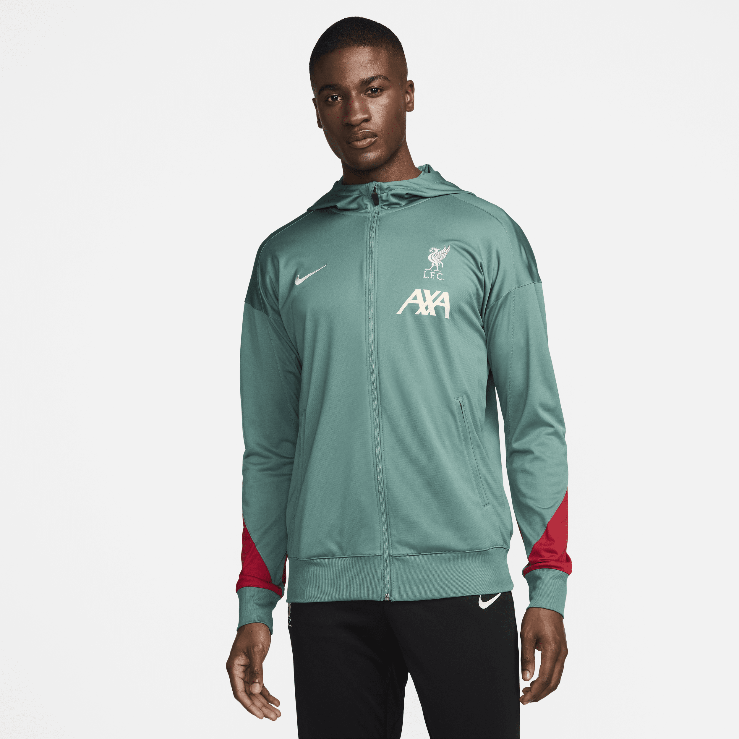 Nike Liverpool FC Strike Dri-FIT knit voetbaltrainingspak met capuchon voor heren Groen