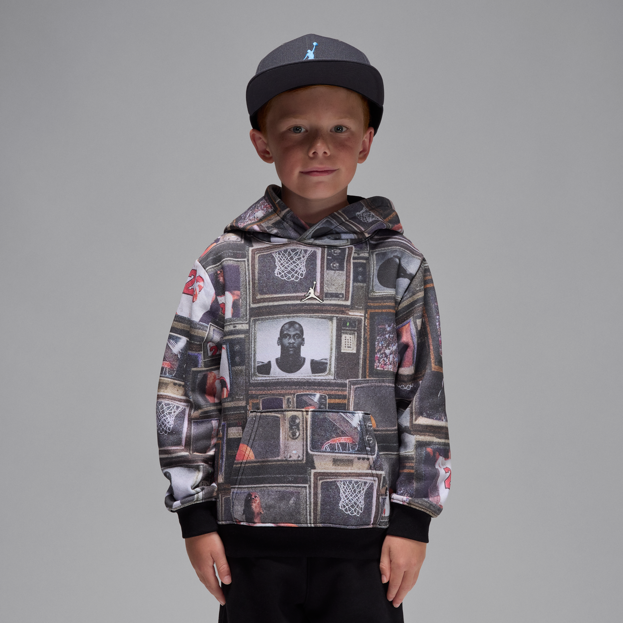 Thumbnail - Jordan Brooklyn Fleece 2-teiliges Set mit Print (jüngere Kinder) - Schwarz