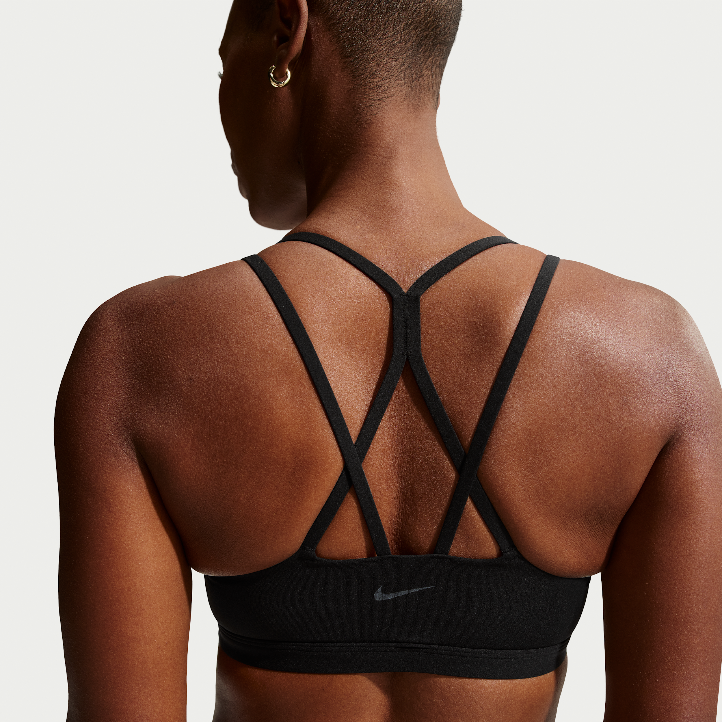 Nike Zenvy Strappy Womens Light-Support Padded Sports Bra - Black - Nylon/Elastane
