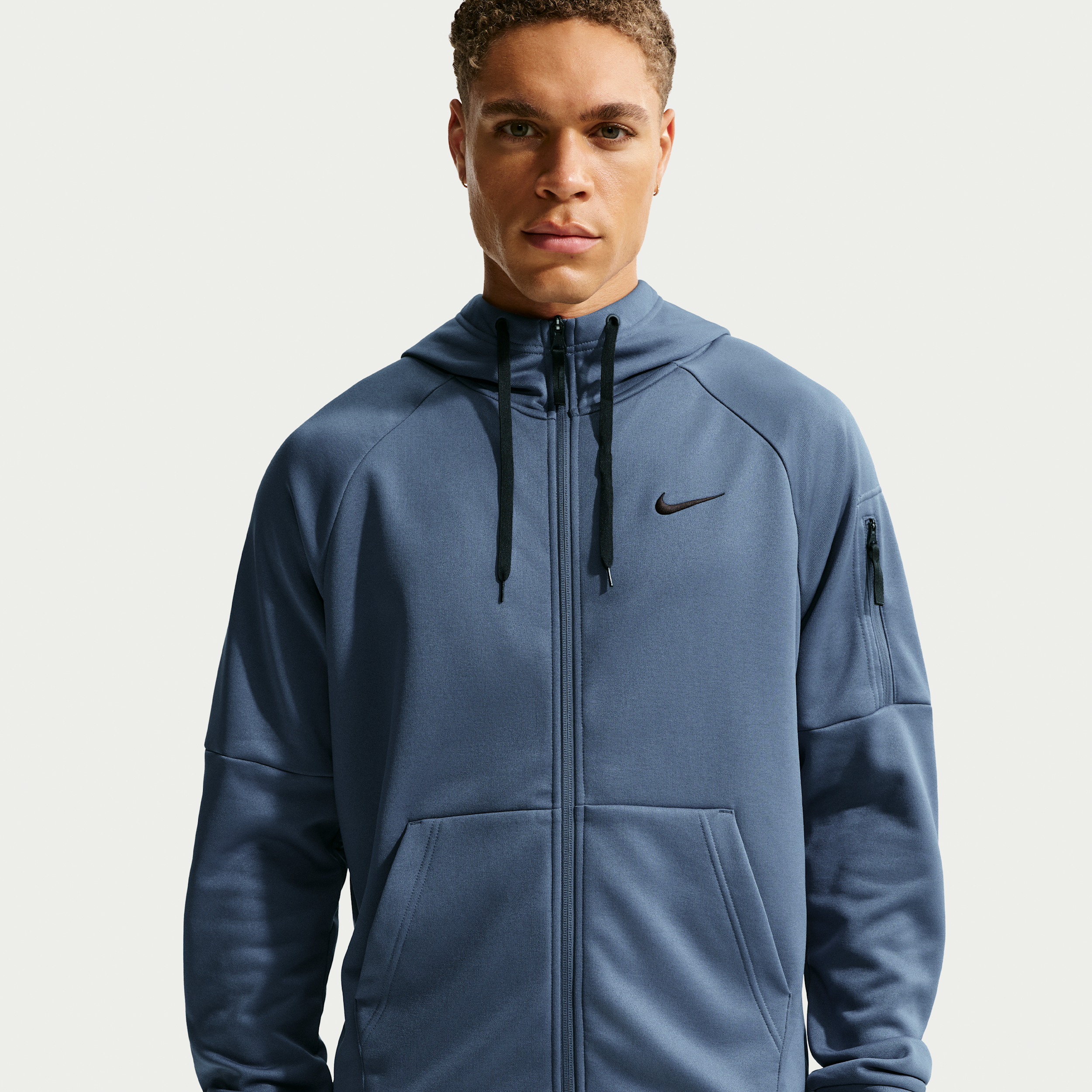 Nike Therma Mens Therma-FIT Full-Zip Fitness Top - Blue - Polyester