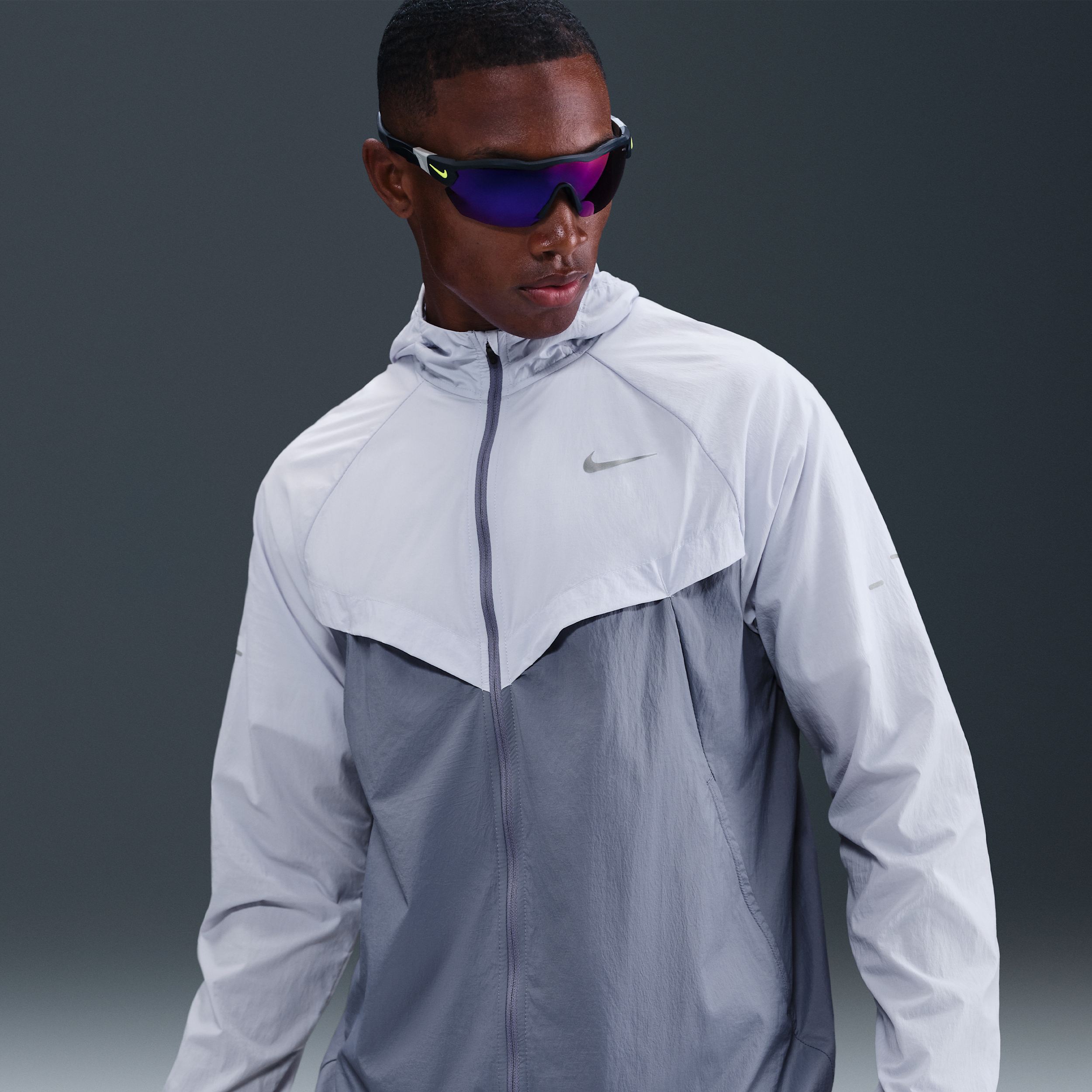 Nike Stride Mens Repel UV Running Jacket - Grey - Nylon