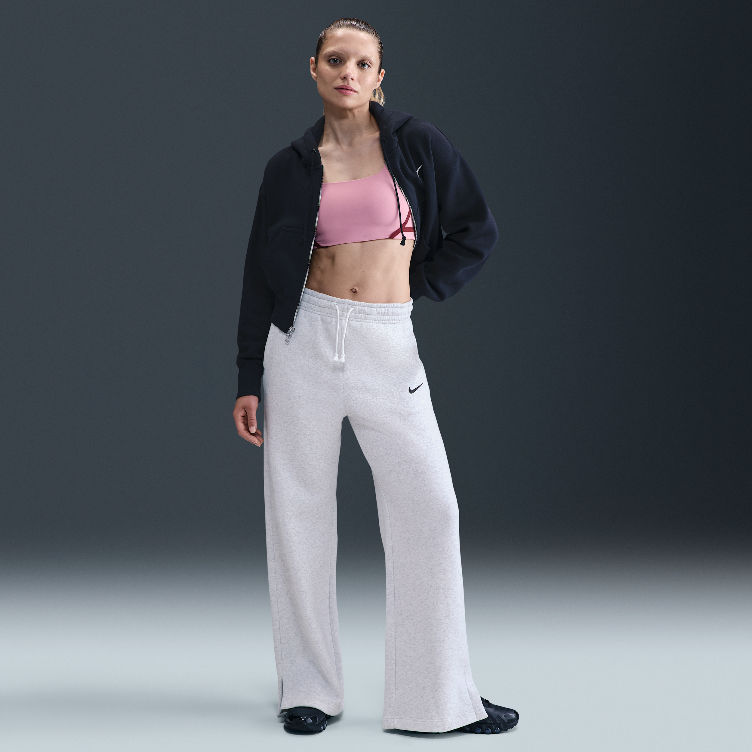 Thumbnail - Nike Sportswear Phoenix Fleece Hose mit hohem Bund und weitem Bein (Damen) - Braun