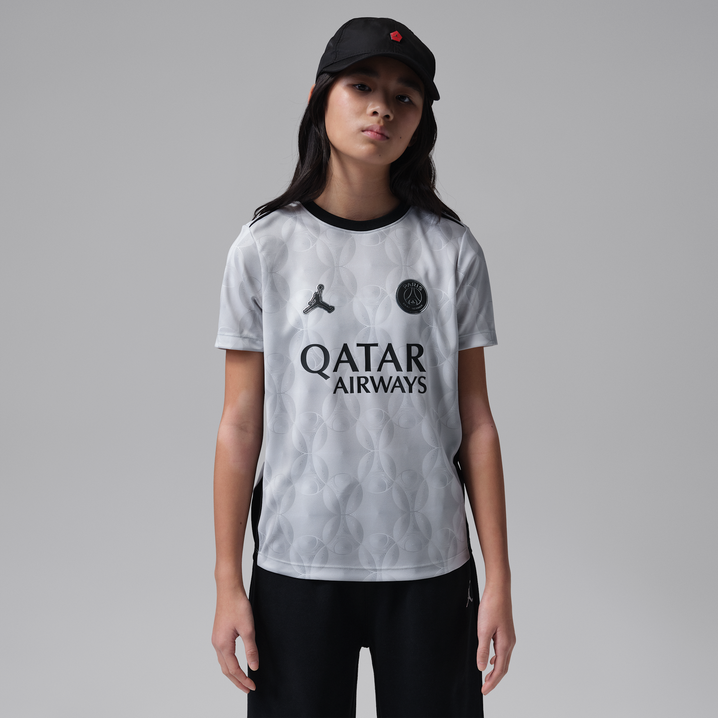 Maglia da calcio pre-partita a manica corta Jordan Dri-FIT Paris Saint-Germain Academy Pro Night Edition – Ragazzo/a - Grigio