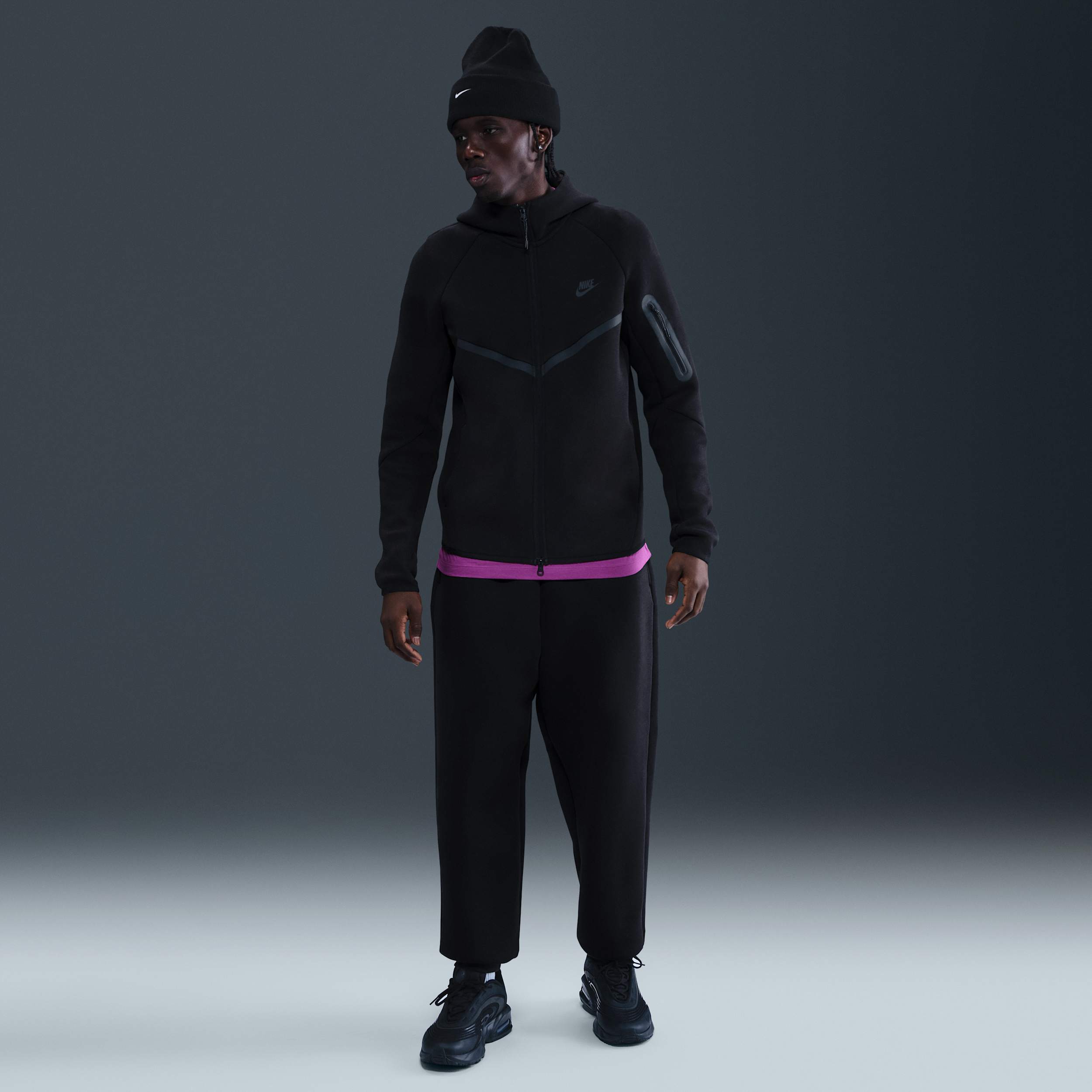 Sweat à capuche et zip Windrunner Nike Tech pour homme - Noir