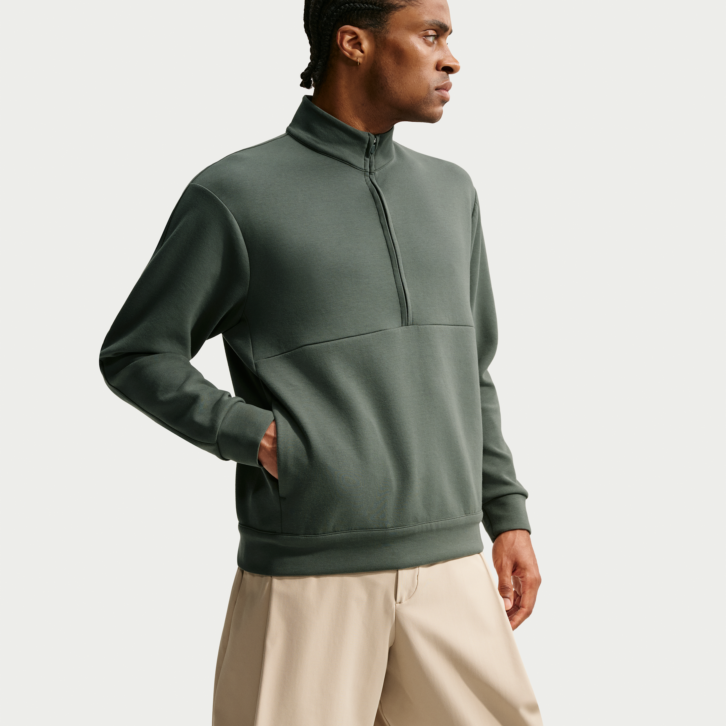 Nike 24.7 ImpossiblySoft Dri-FIT-trøje med 1/2 lynlås til mænd - grøn