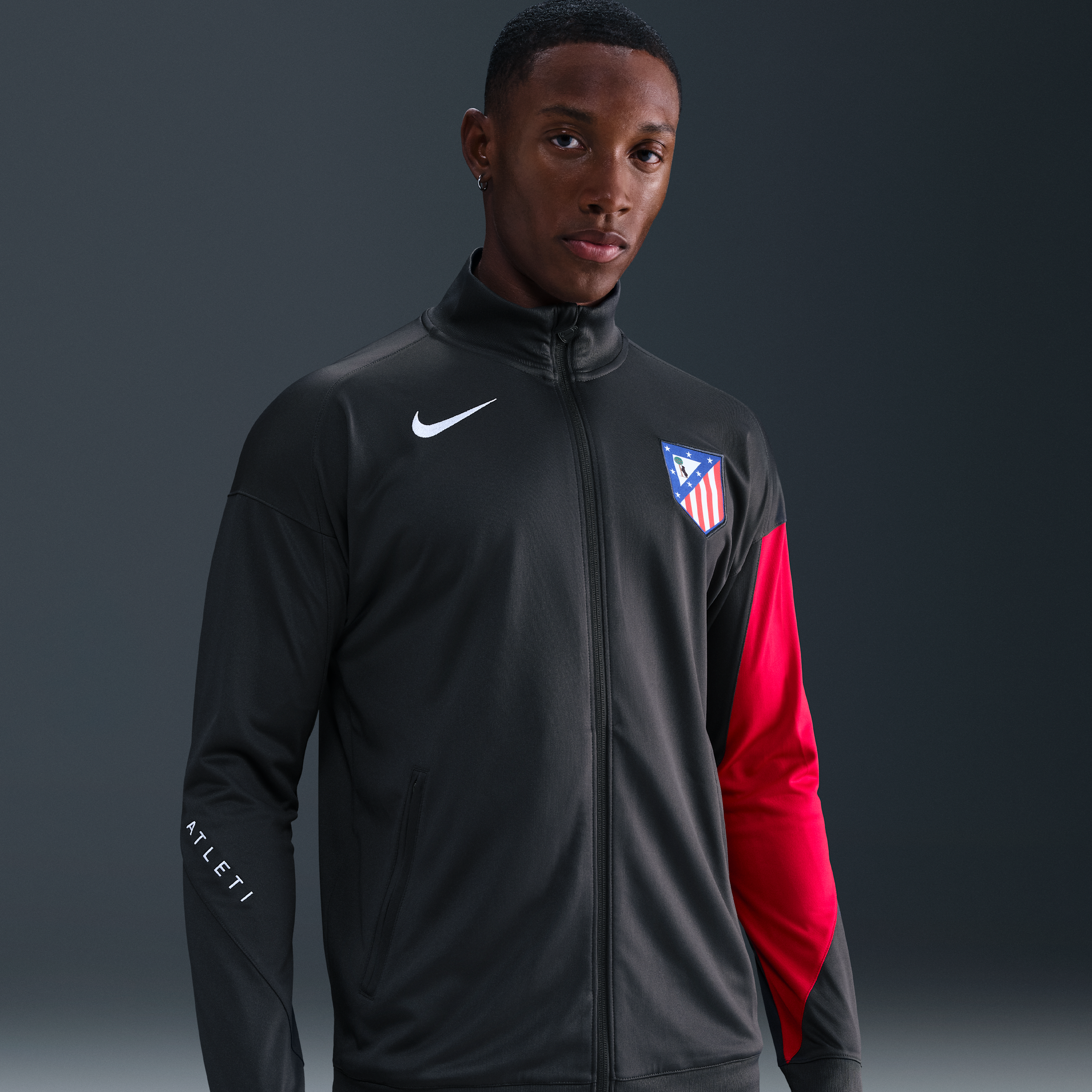 Thumbnail - Atlético Madrid Strike Third Nike Dri-FIT Total 90 Fußball-Trainingsanzug aus Strickmaterial (Herren) - Grau