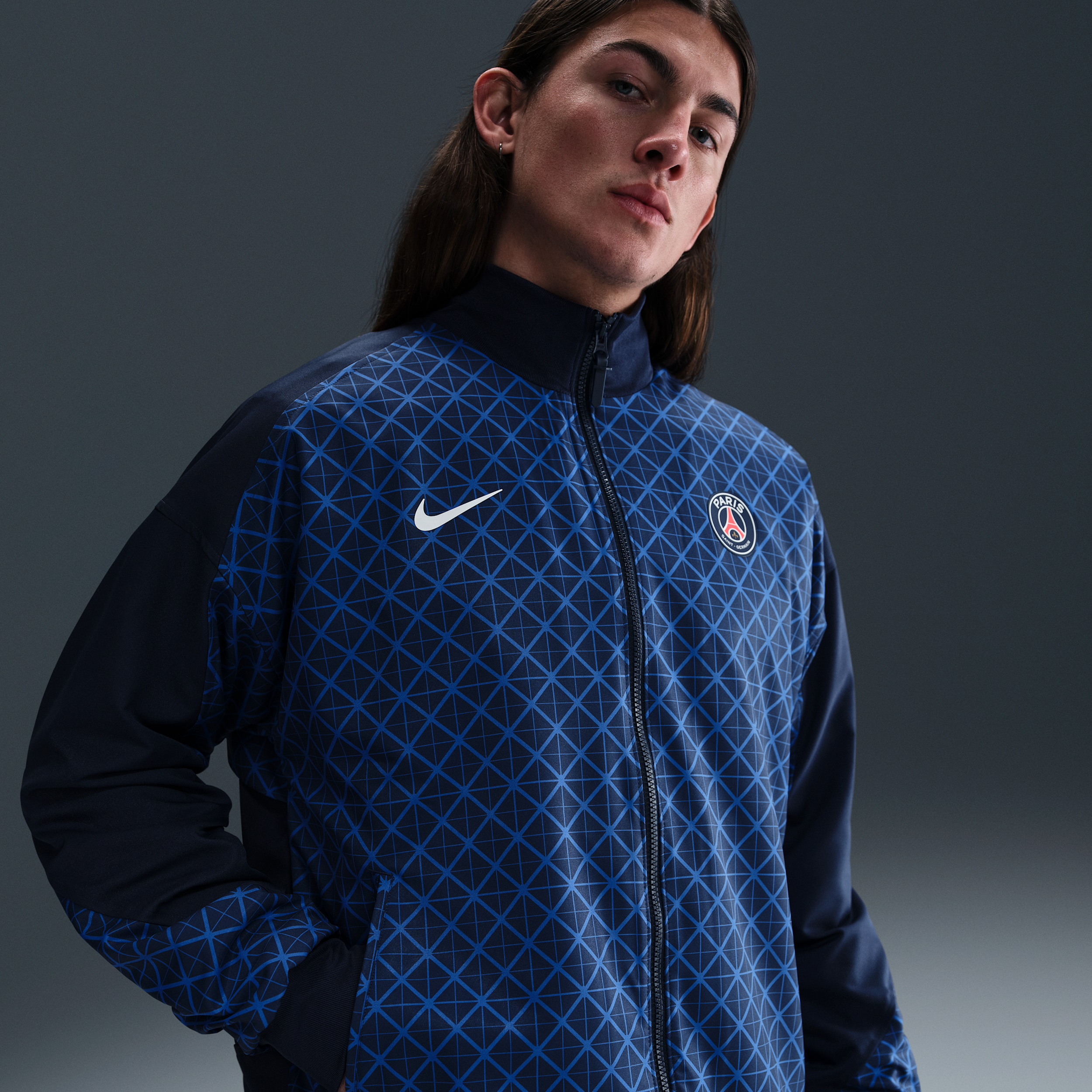 Paris Saint-Germain Strike Home Men's Nike Dri-FIT Football Anthem Jacket - Blue - Sustainable Materials
