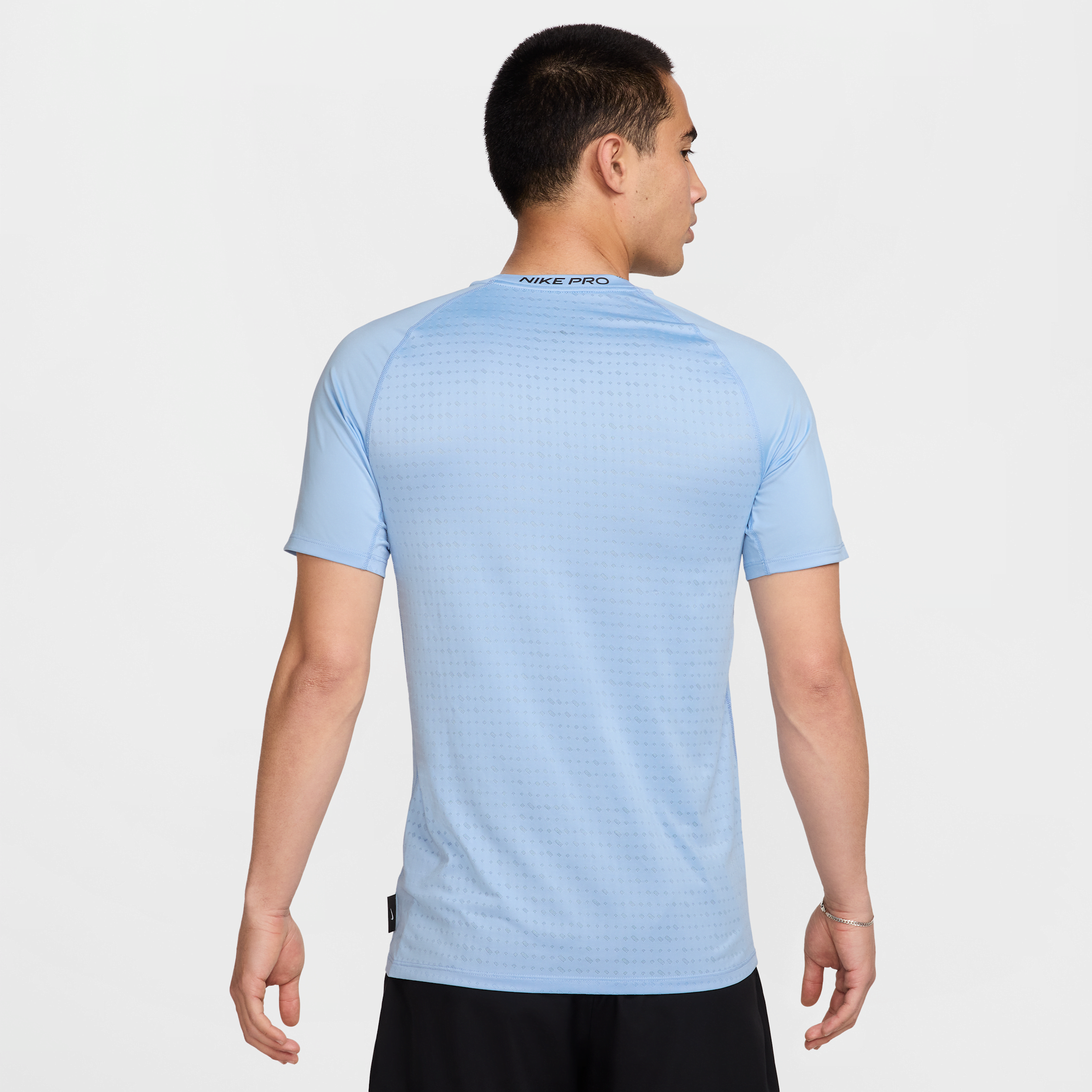 Nike Pro Breathe aansluitende herentop met korte mouwen Blauw