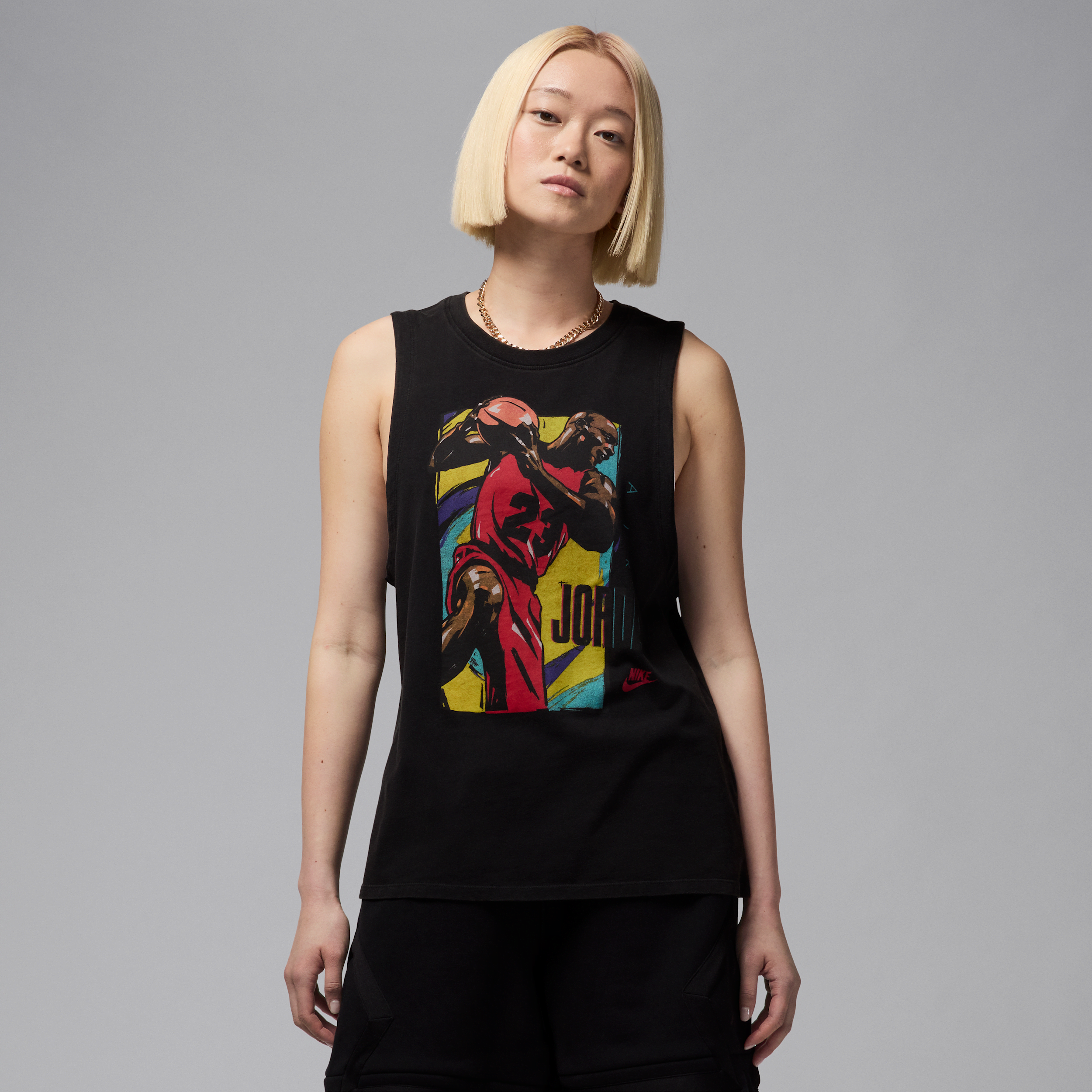 Thumbnail - Jordan ärmelloses T-Shirt mit Grafik (Damen) - Schwarz