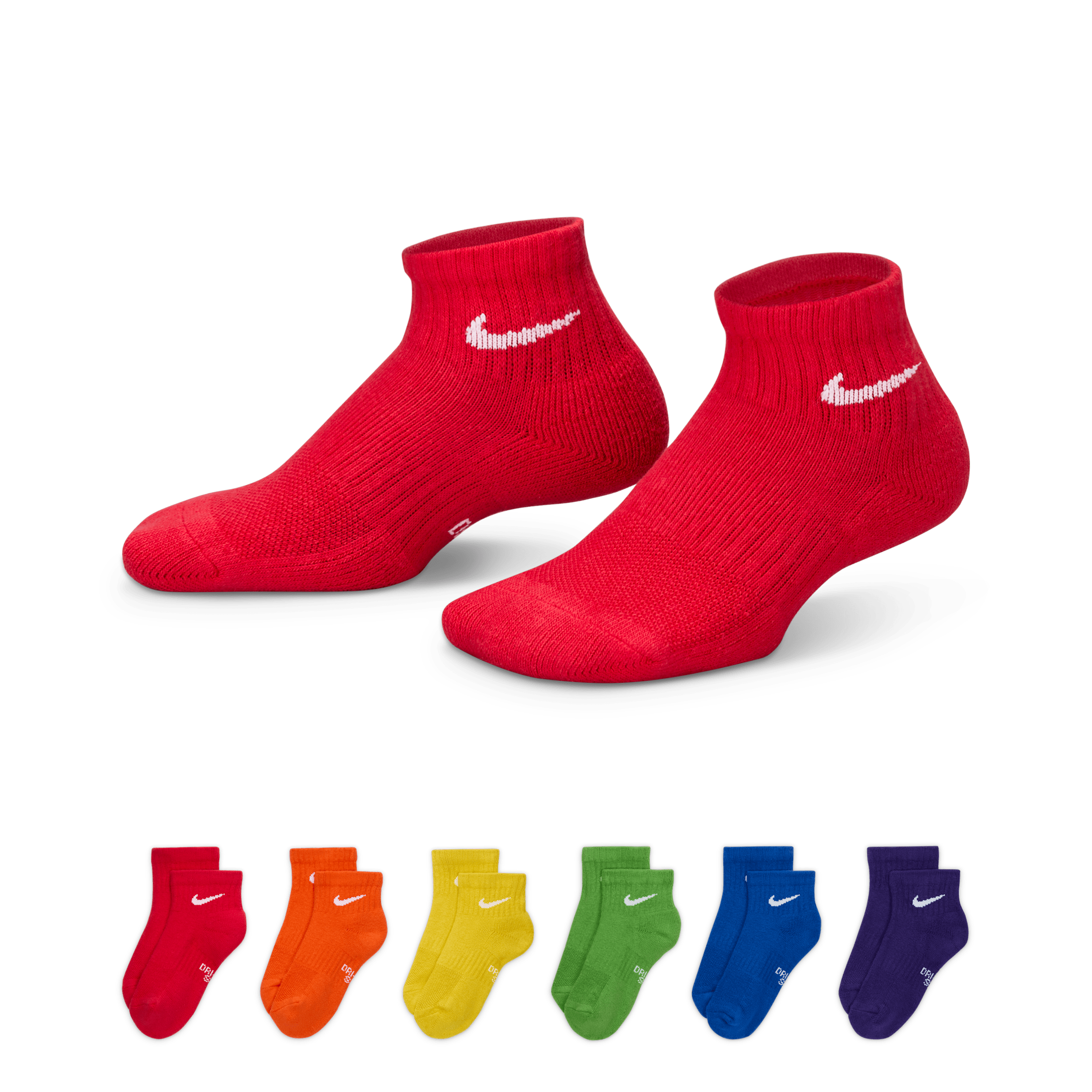 Nike Everyday Kids' Cushioned Ankle Socks (6 Pairs) - Multi-Colour
