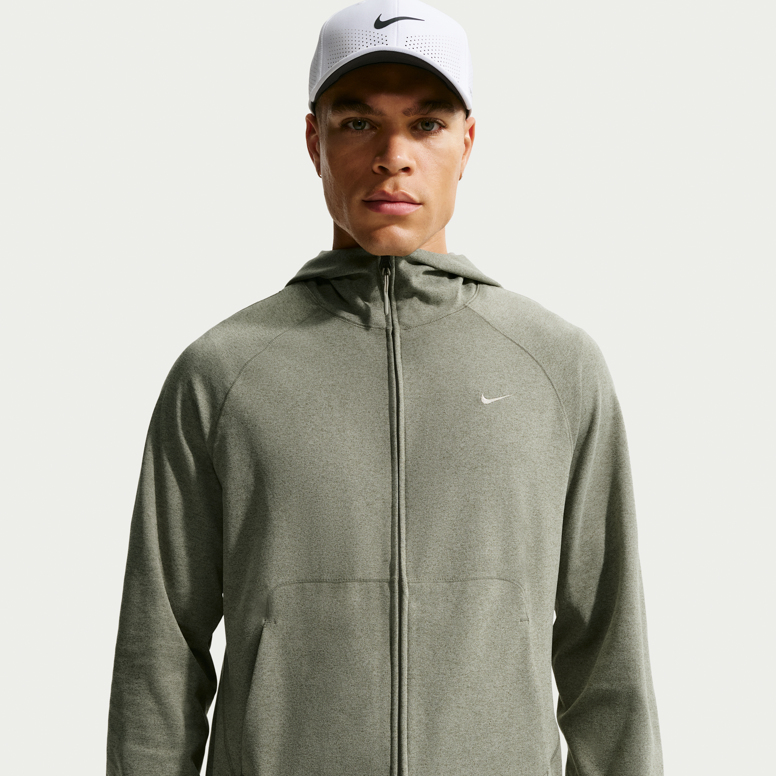 Nike Primary NanoKnit Mens Dri-FIT UV Protection Full-Zip Performance Hoodie - Green - Polyester/Elastane