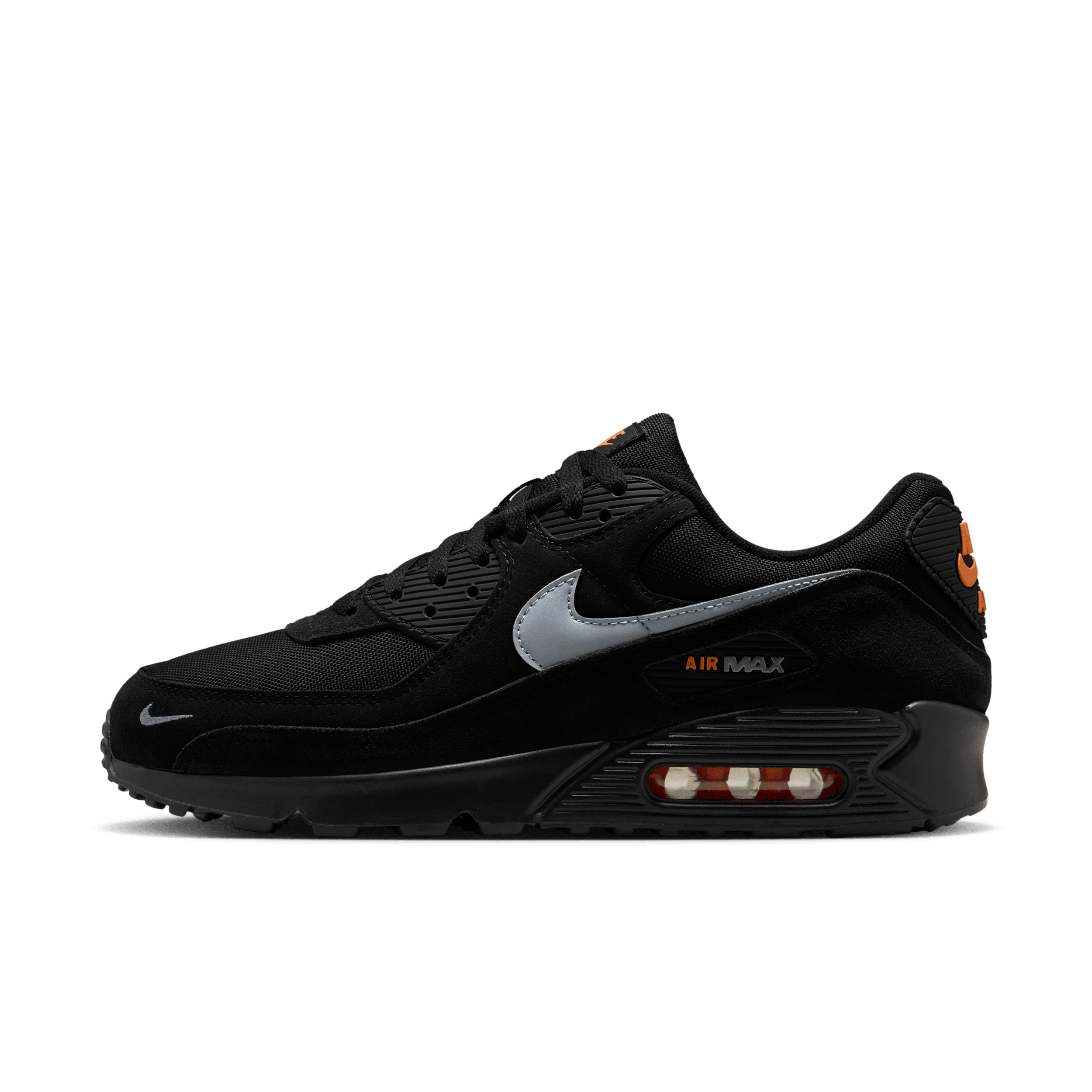 Nike Air Max 90 'Black Metallic Cool Grey Orange' | Men's Size 12 - DO6706-010