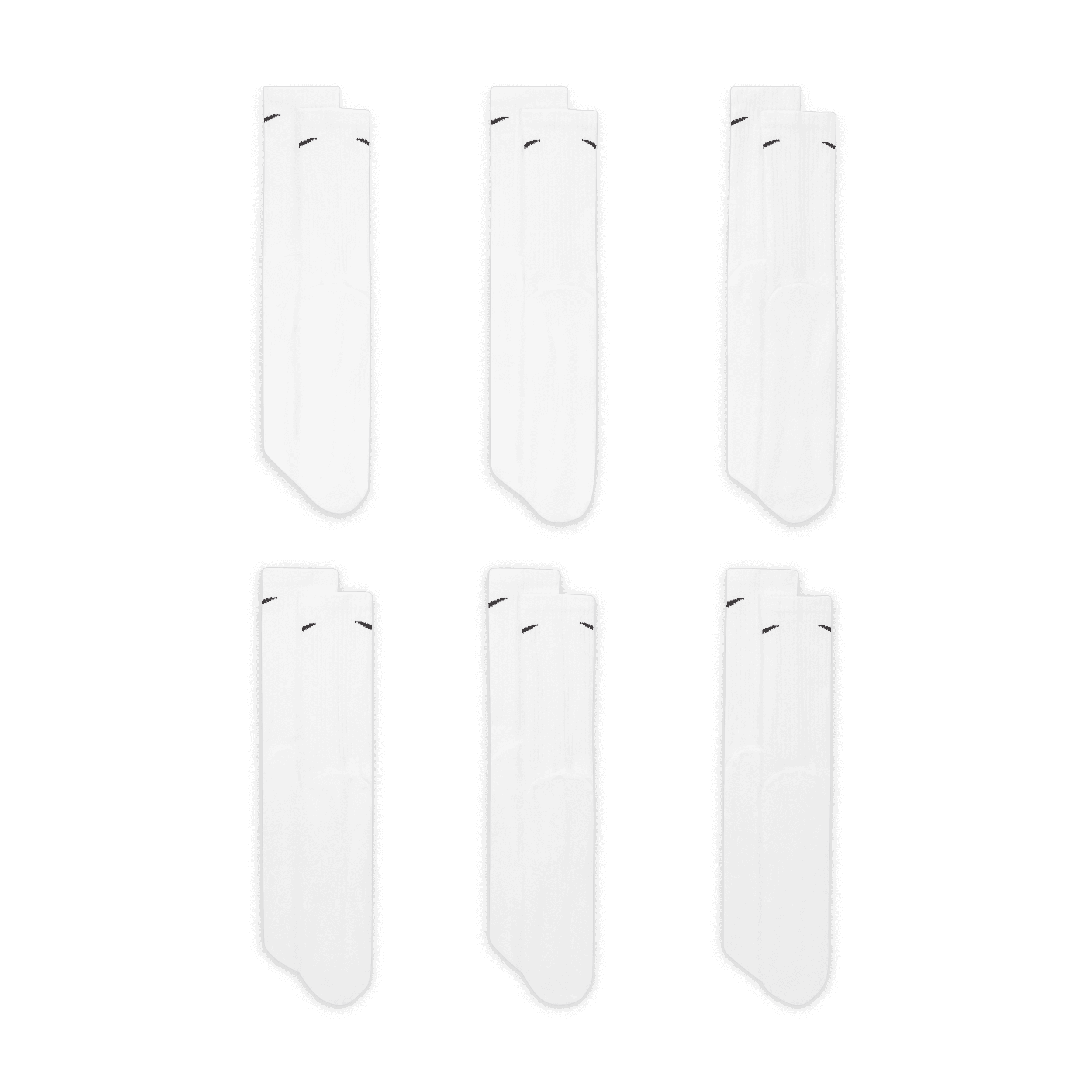 Chaussettes de training mi-mollet Nike Everyday Cushioned (6 paires) - Blanc