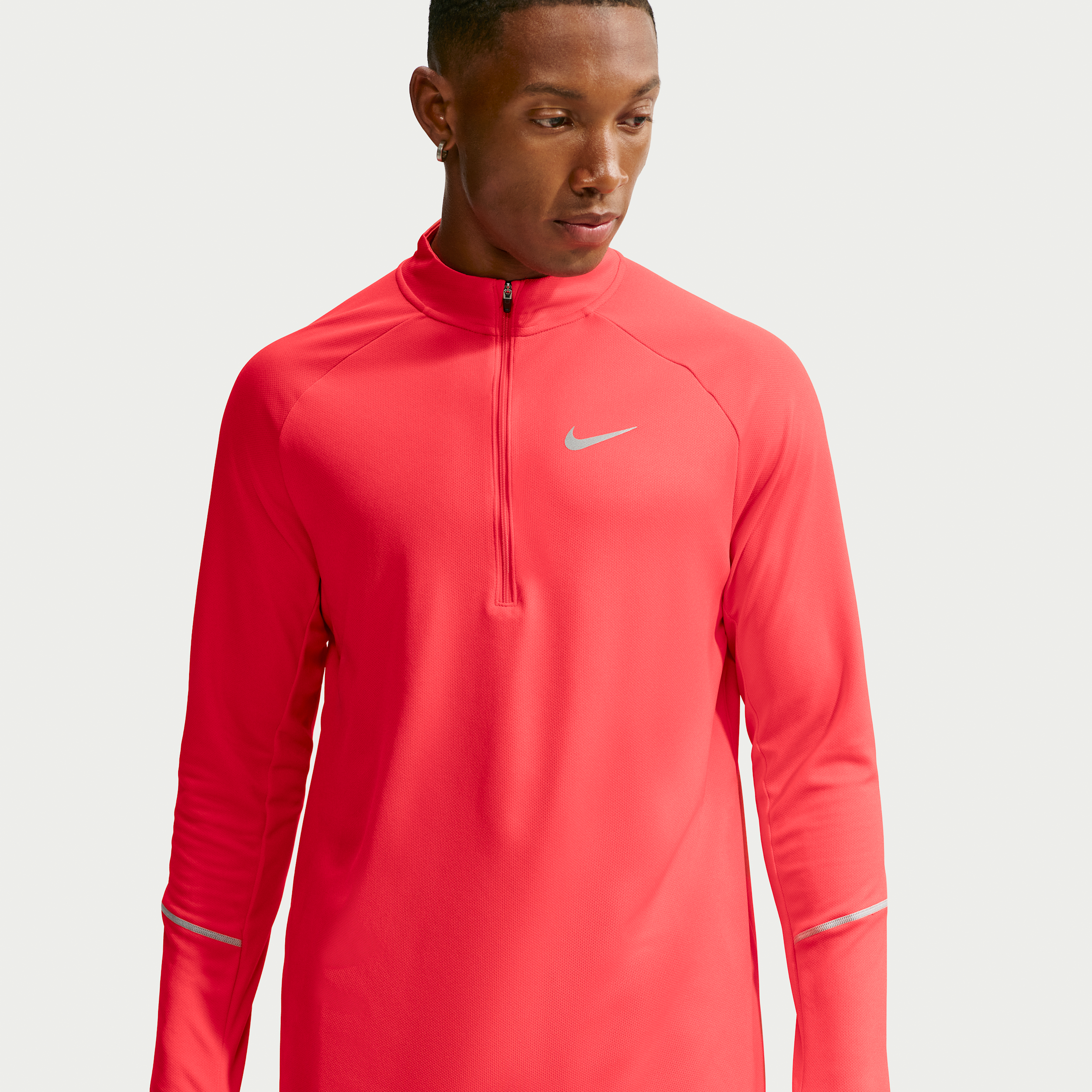 Nike Miler Dri-FIT-løbeoverdel med lynlås i halv længde til mænd - rød