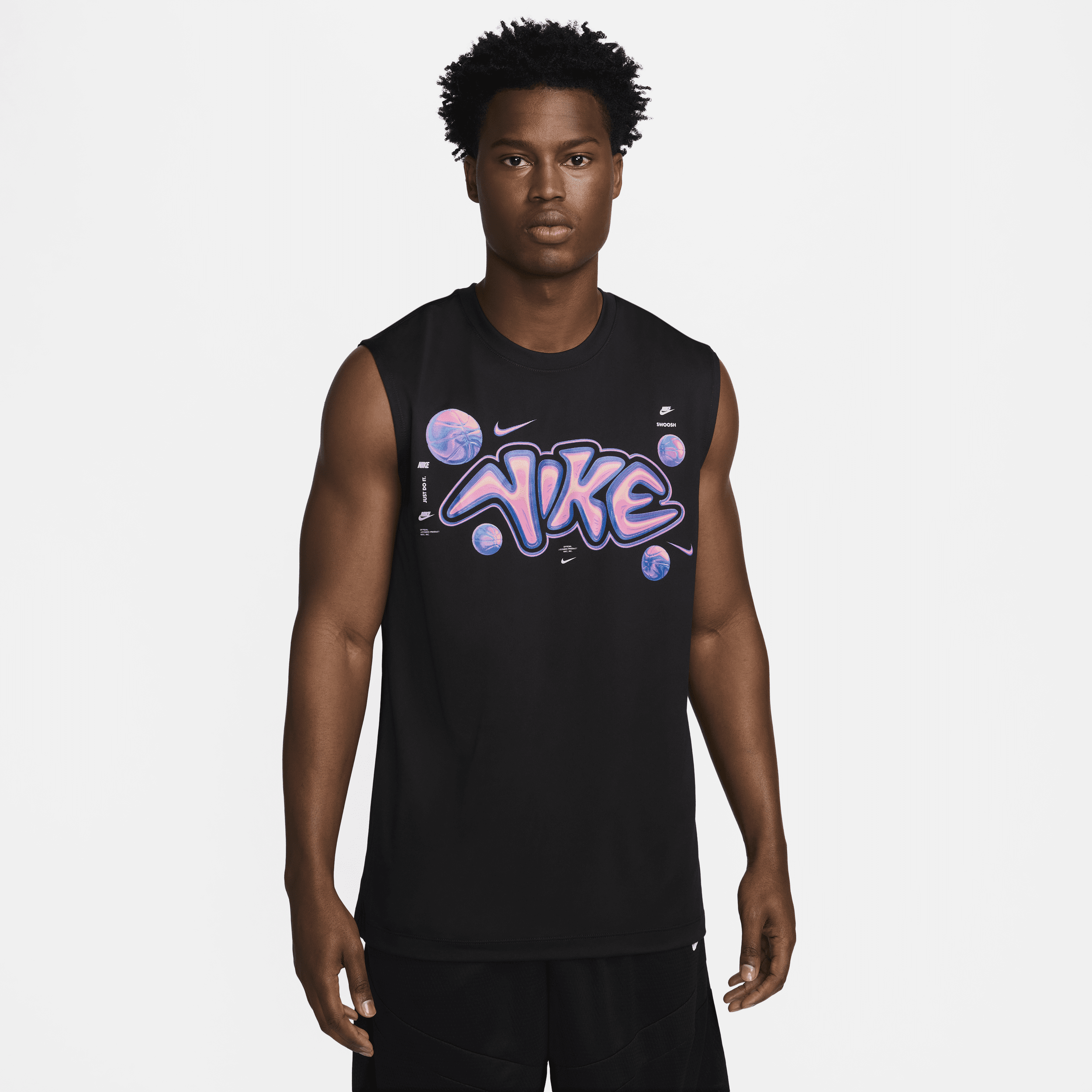 Nike Dri-FIT basketbalshirt zonder mouwen voor heren - Zwart
