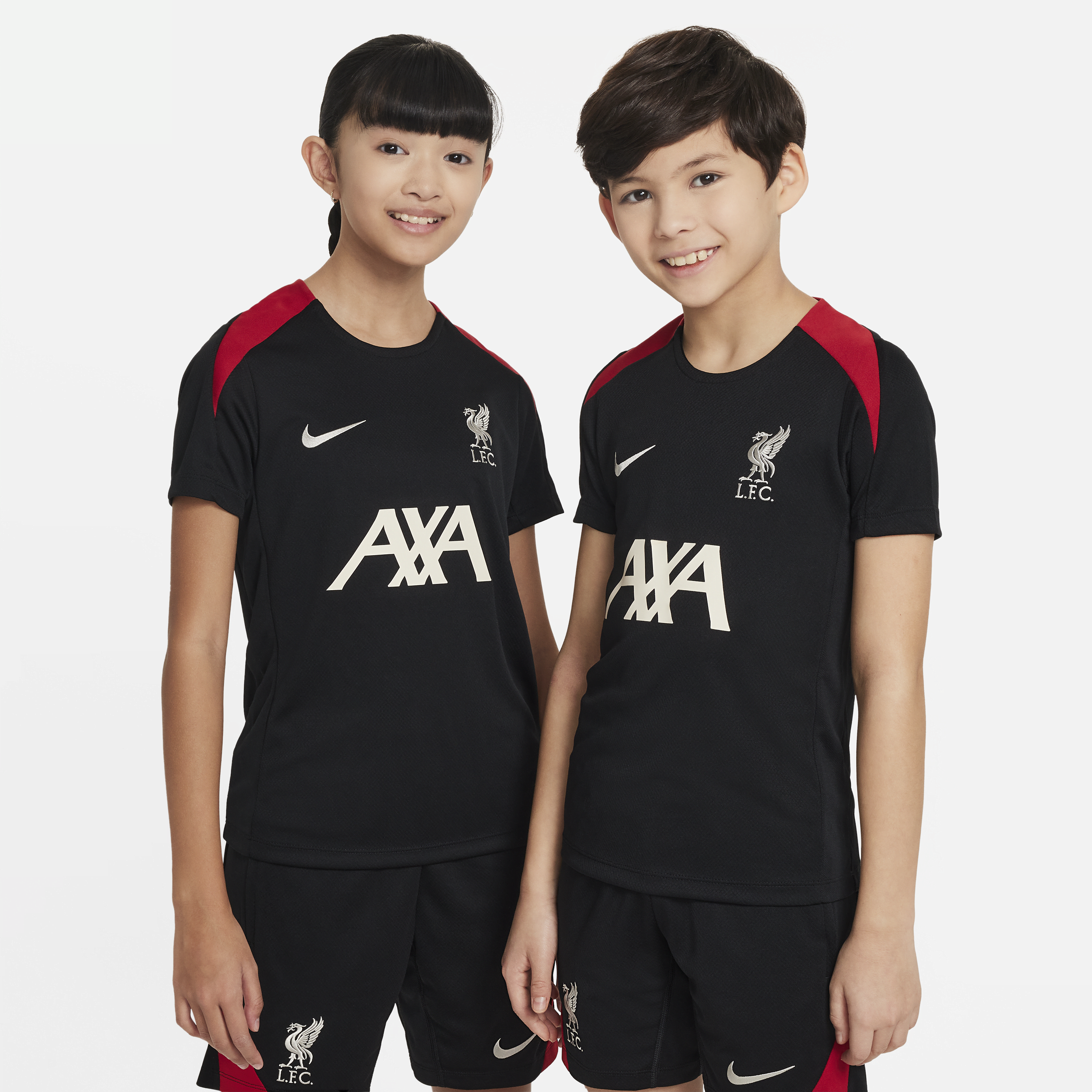 Nike Liverpool FC Strike Dri-FIT knit voetbaltop met korte mouwen voor kids Zwart