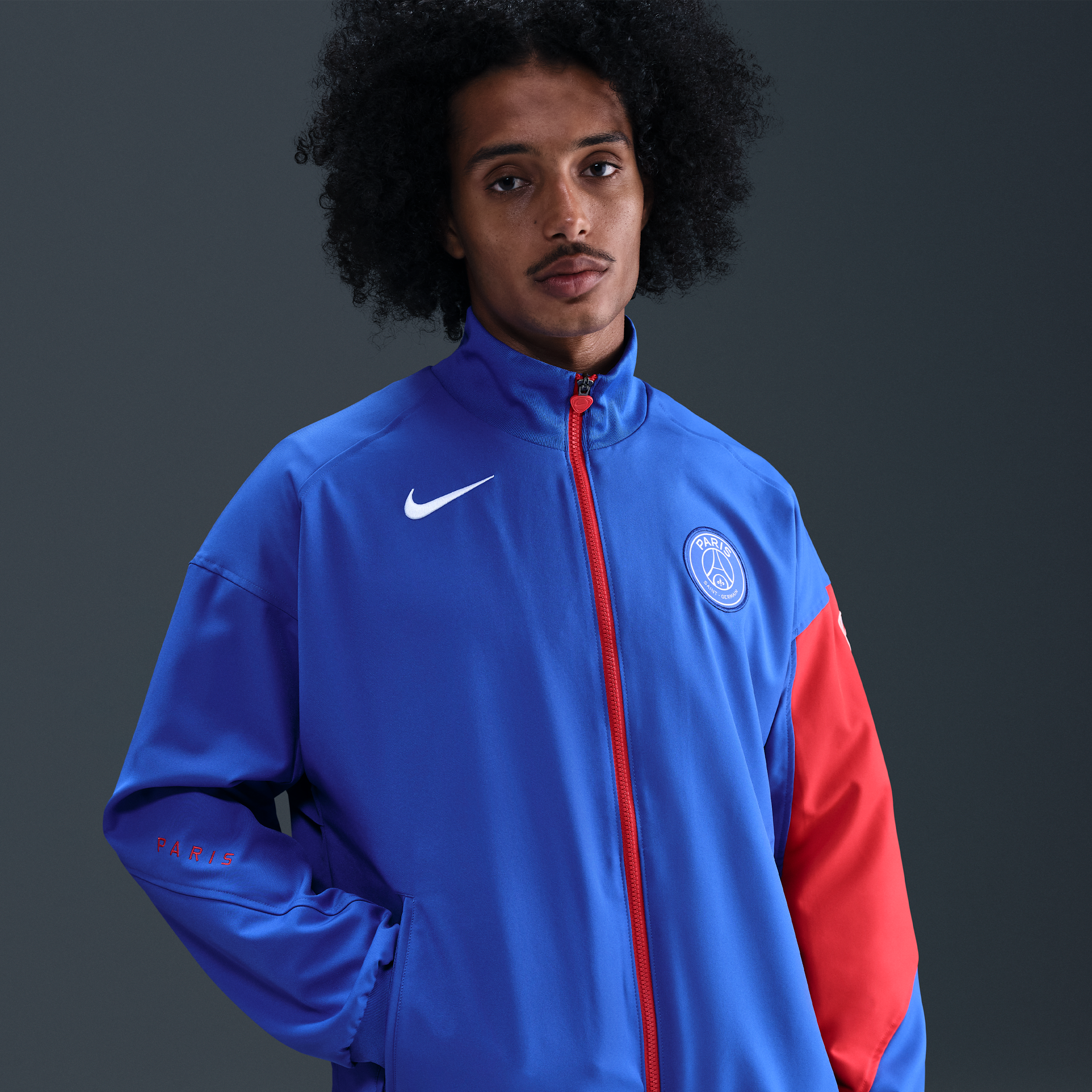 PSG Strike Third Men's Nike Dri-FIT Total 90 Football Anthem Jacket - Blue - Polyester