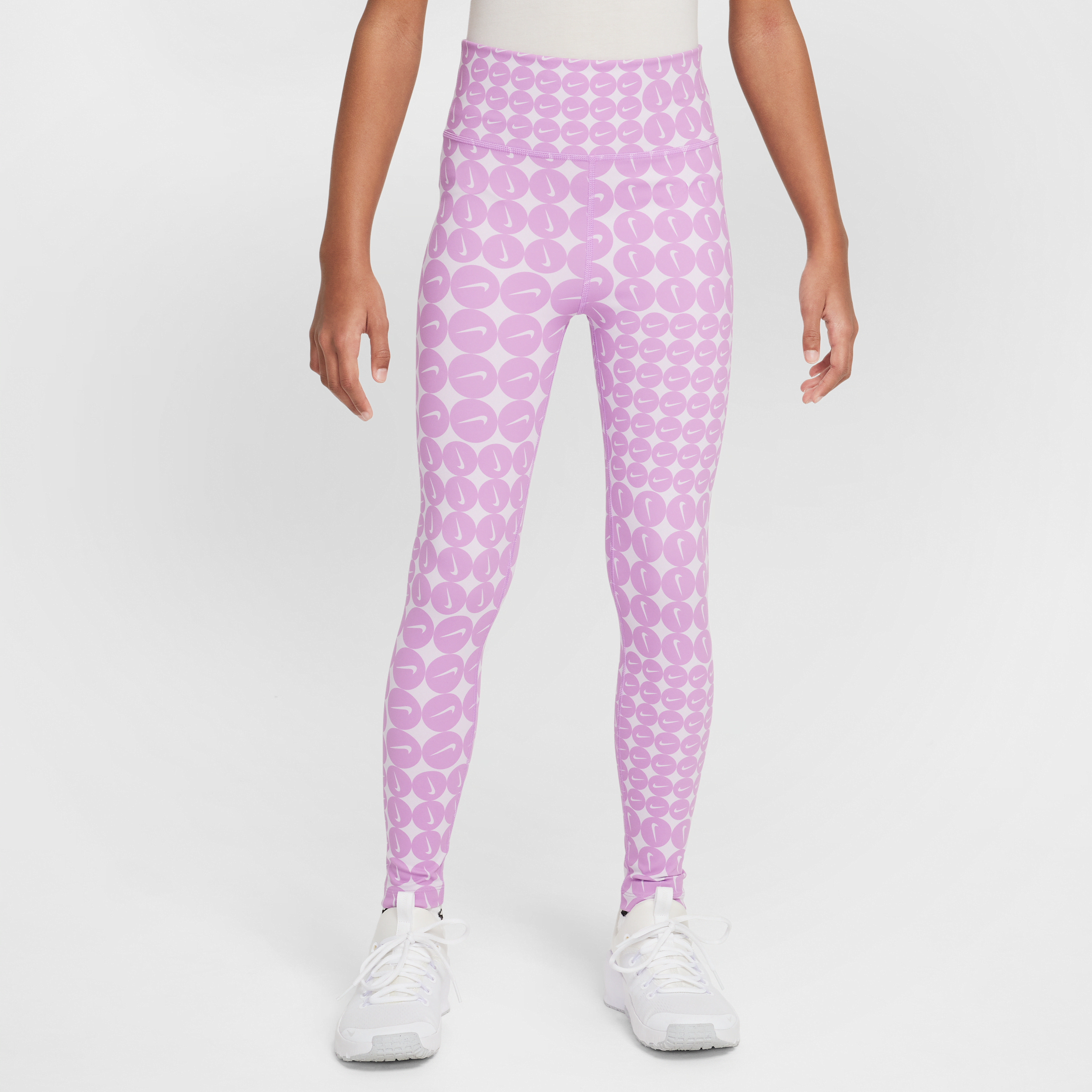 Nike One Older Kids (Girls) Dri-FIT High-Waisted Leggings - Purple - Polyester/Elastane