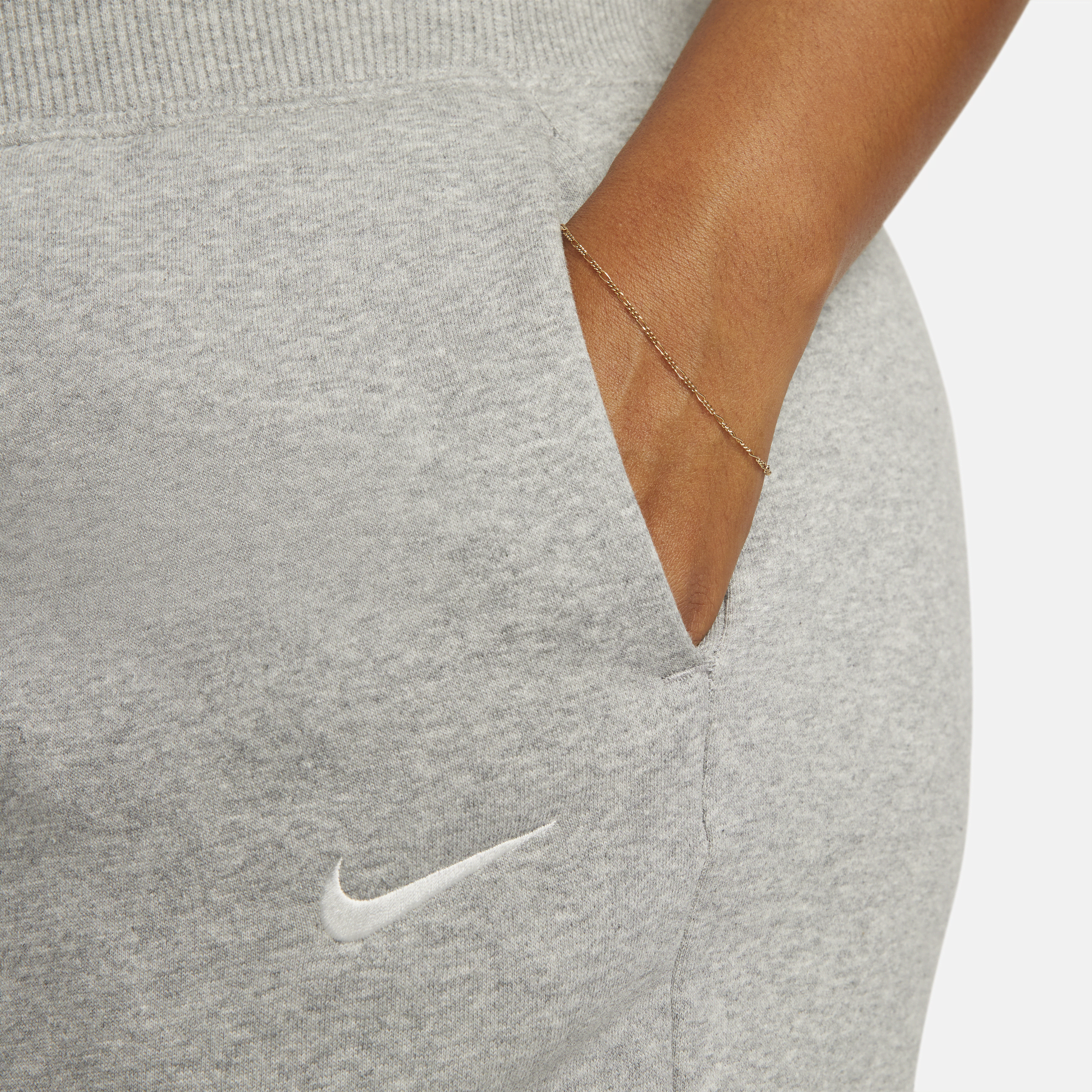 Nike Sportswear Phoenix Fleece Joggingbroek met hoge taille en wijde pijpen voor dames (Plus Size) Grijs