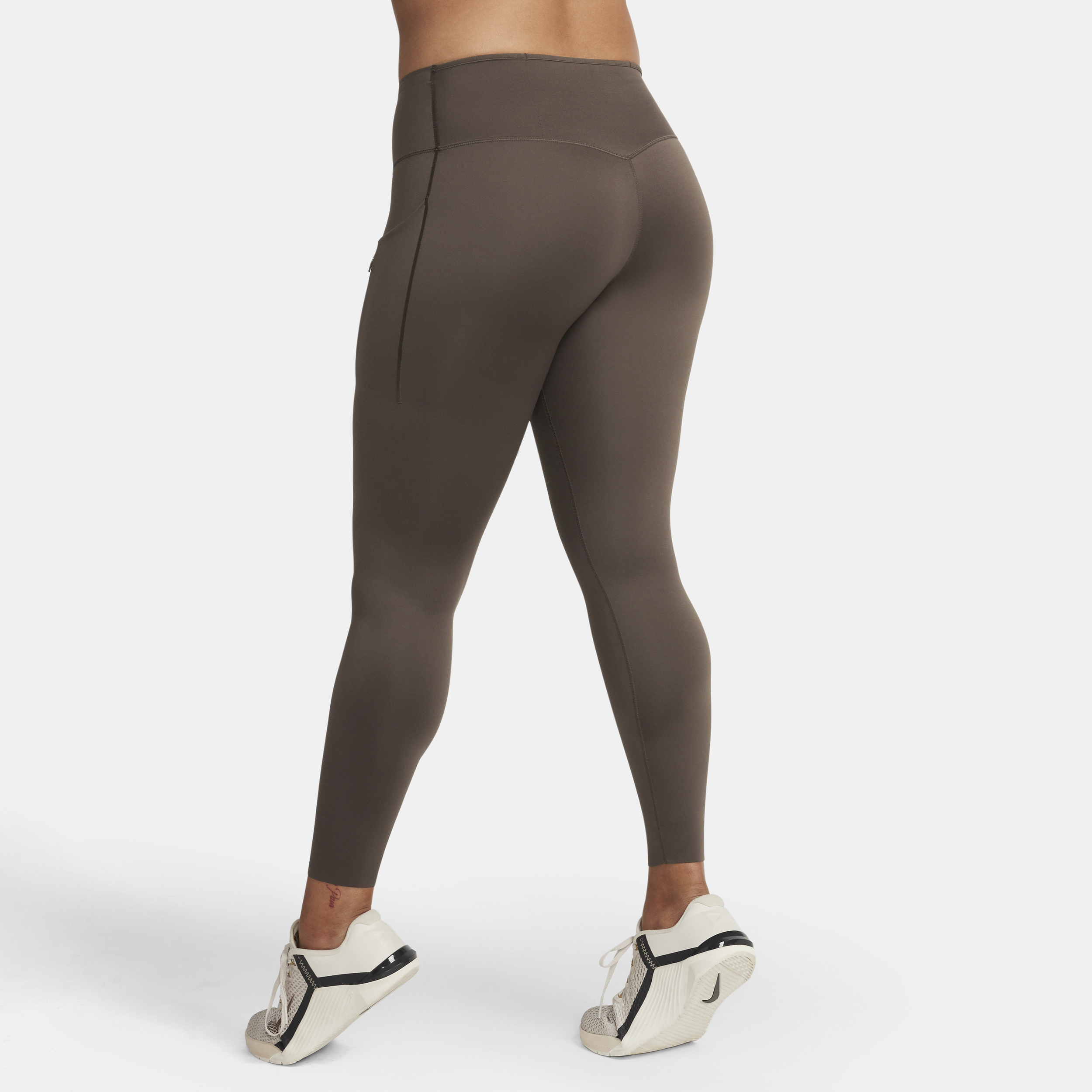 Nike Go Lange legging met halfhoge taille complete ondersteuning en zakken voor dames Bruin