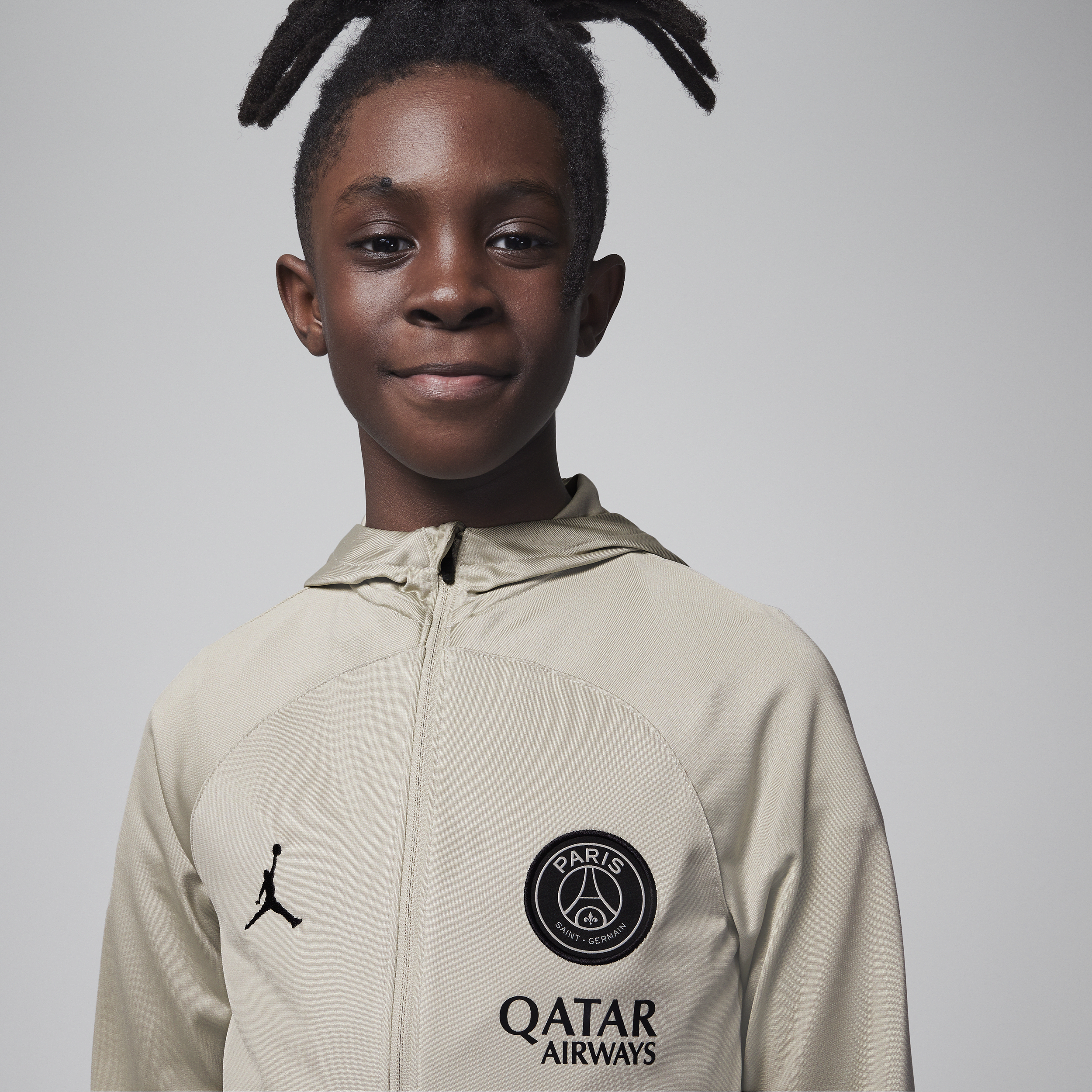 Jordan Paris Saint-Germain Strike Derde Dri-FIT knit voetbaltrainingspak met capuchon voor kids Bruin