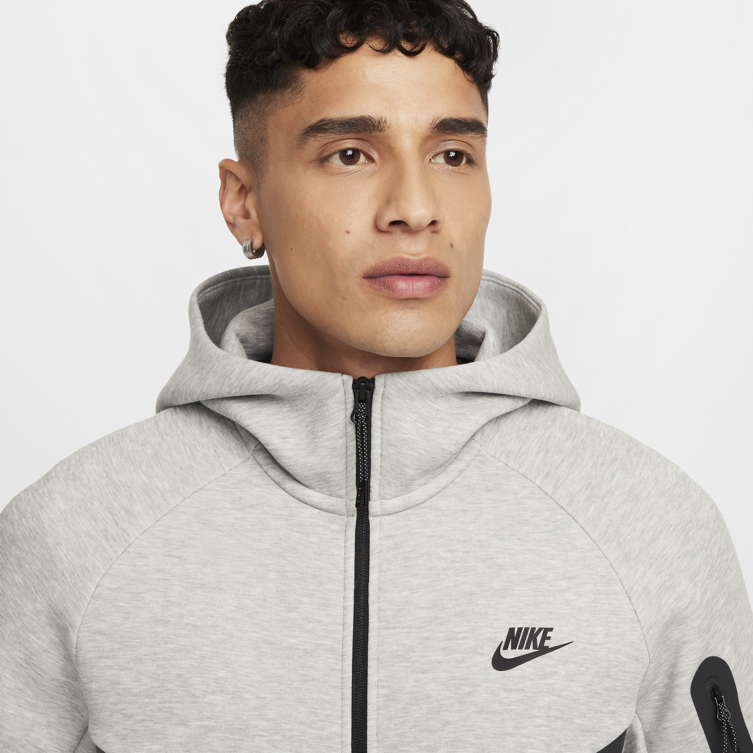 Sweat à capuche et zip Windrunner Nike Tech pour homme - Gris