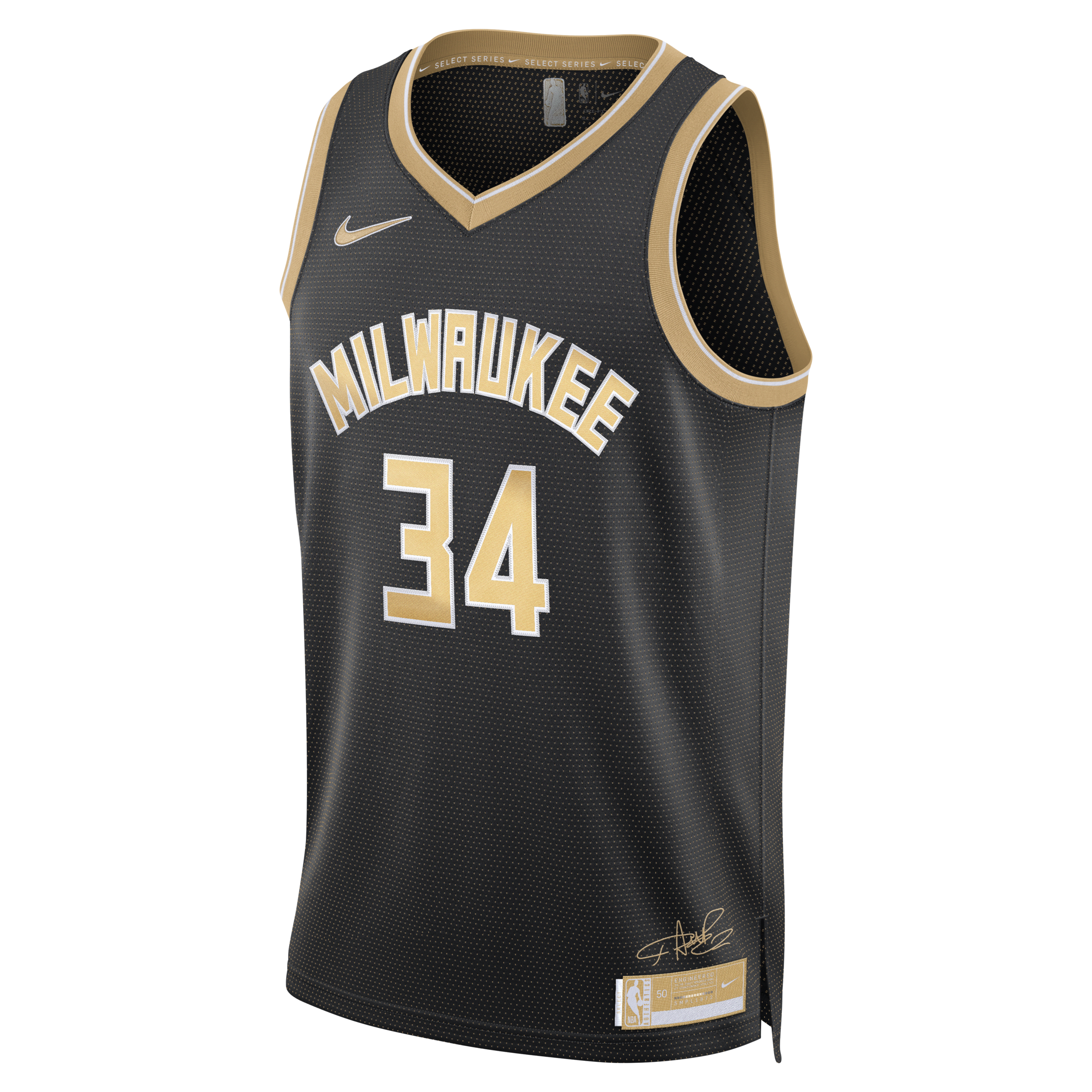 Nike Giannis Antetokounmpo Milwaukee Bucks 2024 Select Series Dri-FIT Swingman NBA-jersey voor heren Zwart