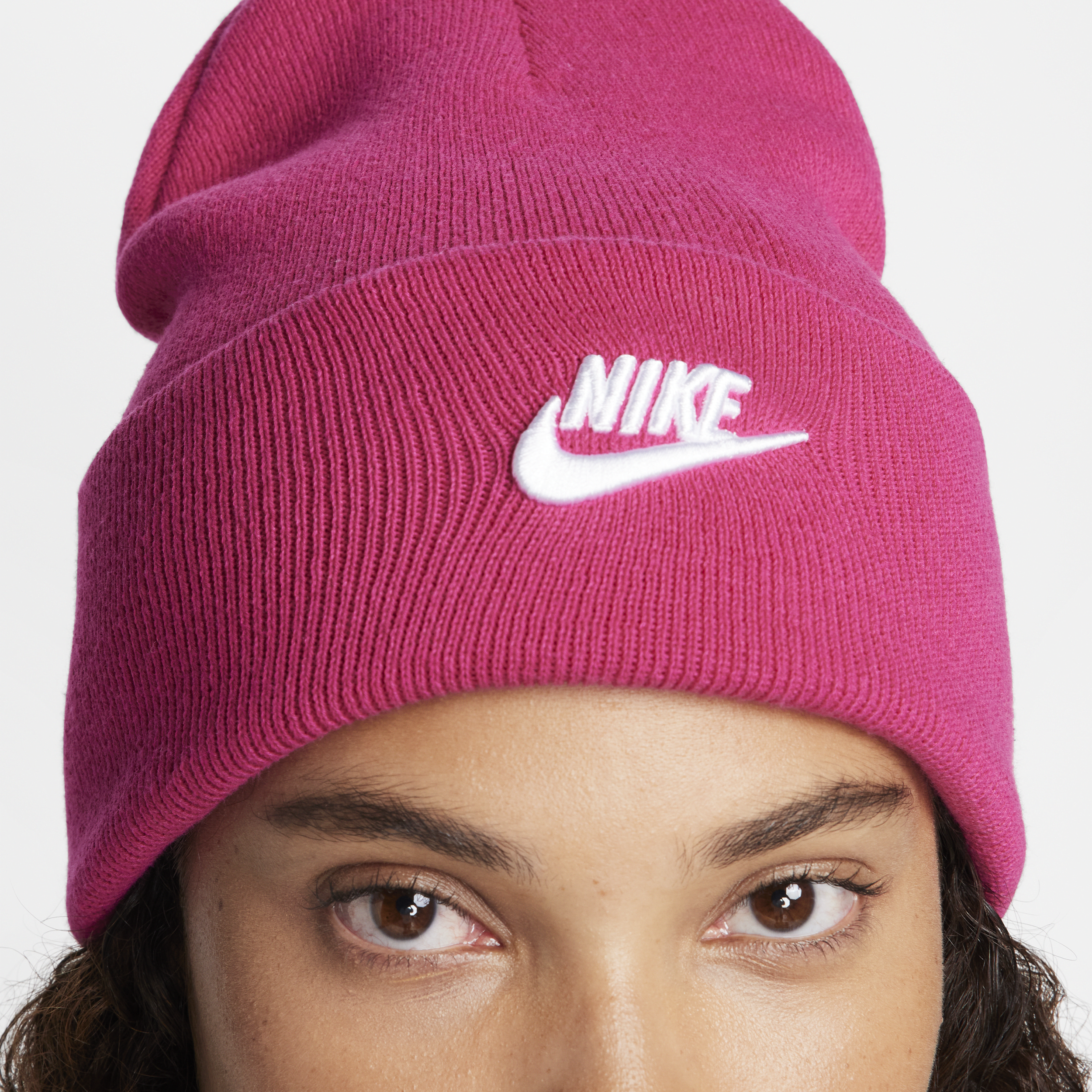 Nike Peak Futura beanie met hoge omslag Roze