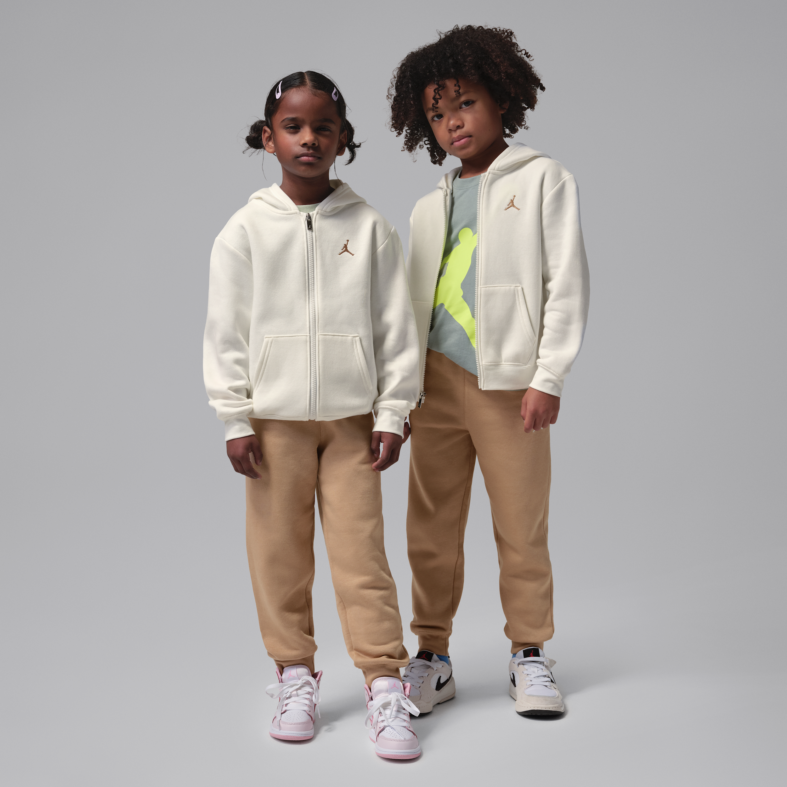 Completo in due pezzi con felpa con cappuccio e zip a tutta lunghezza Jordan Brooklyn Fleece – Bambino/a - Marrone