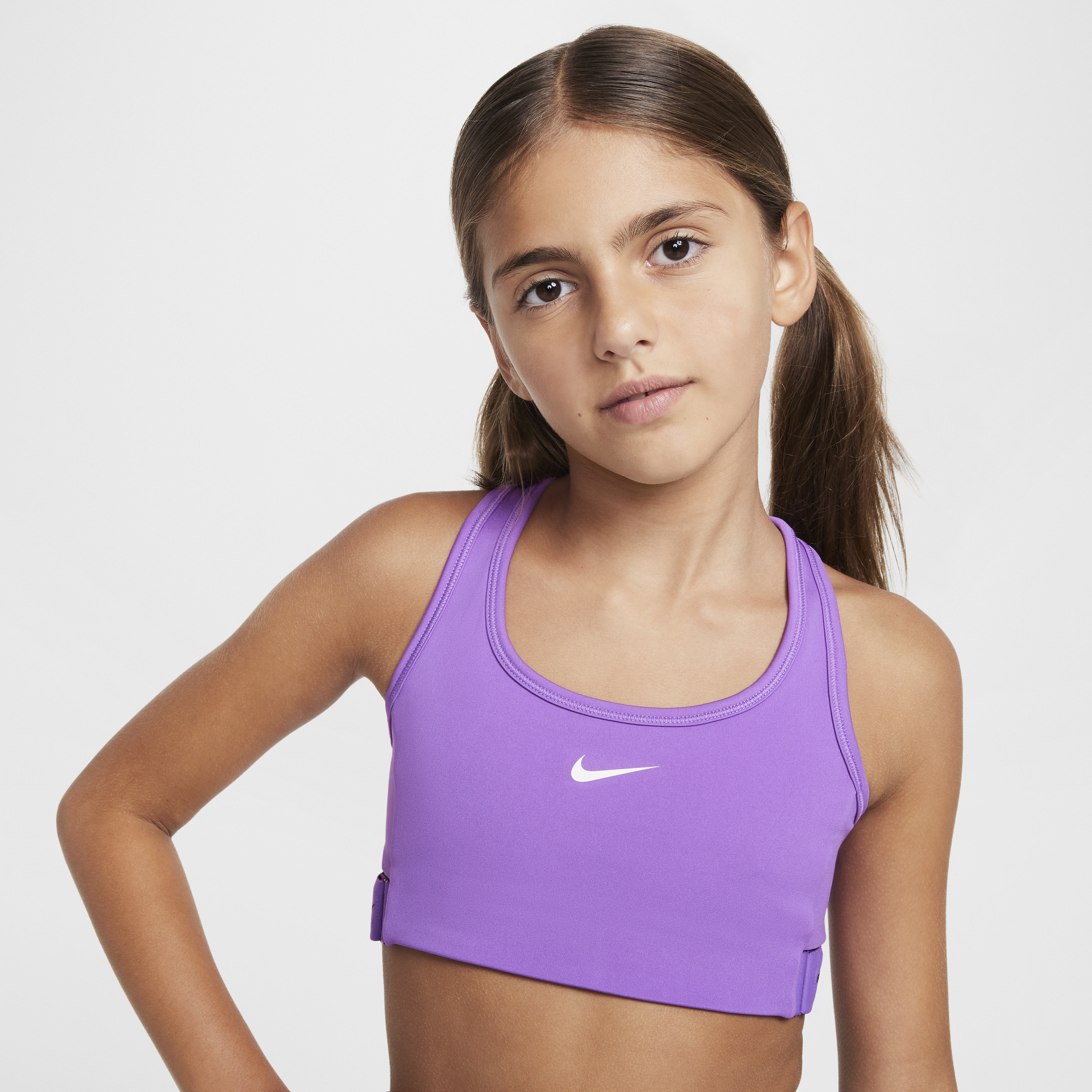Brassière de sport Nike Swoosh EasyOn pour ado (fille) - Pourpre