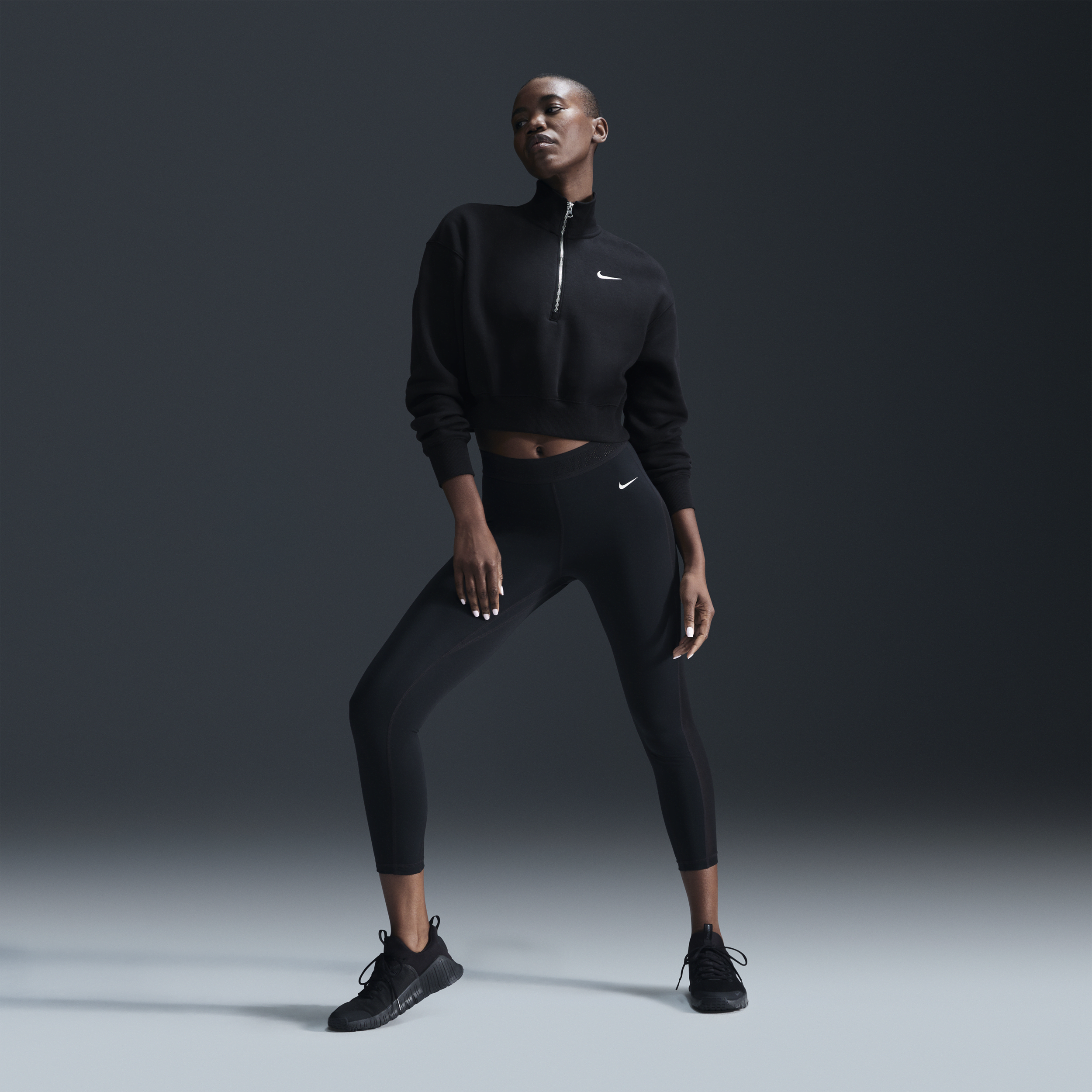 Nike Pro 7 8-legging met halfhoge taille en mesh vlakken voor dames Zwart
