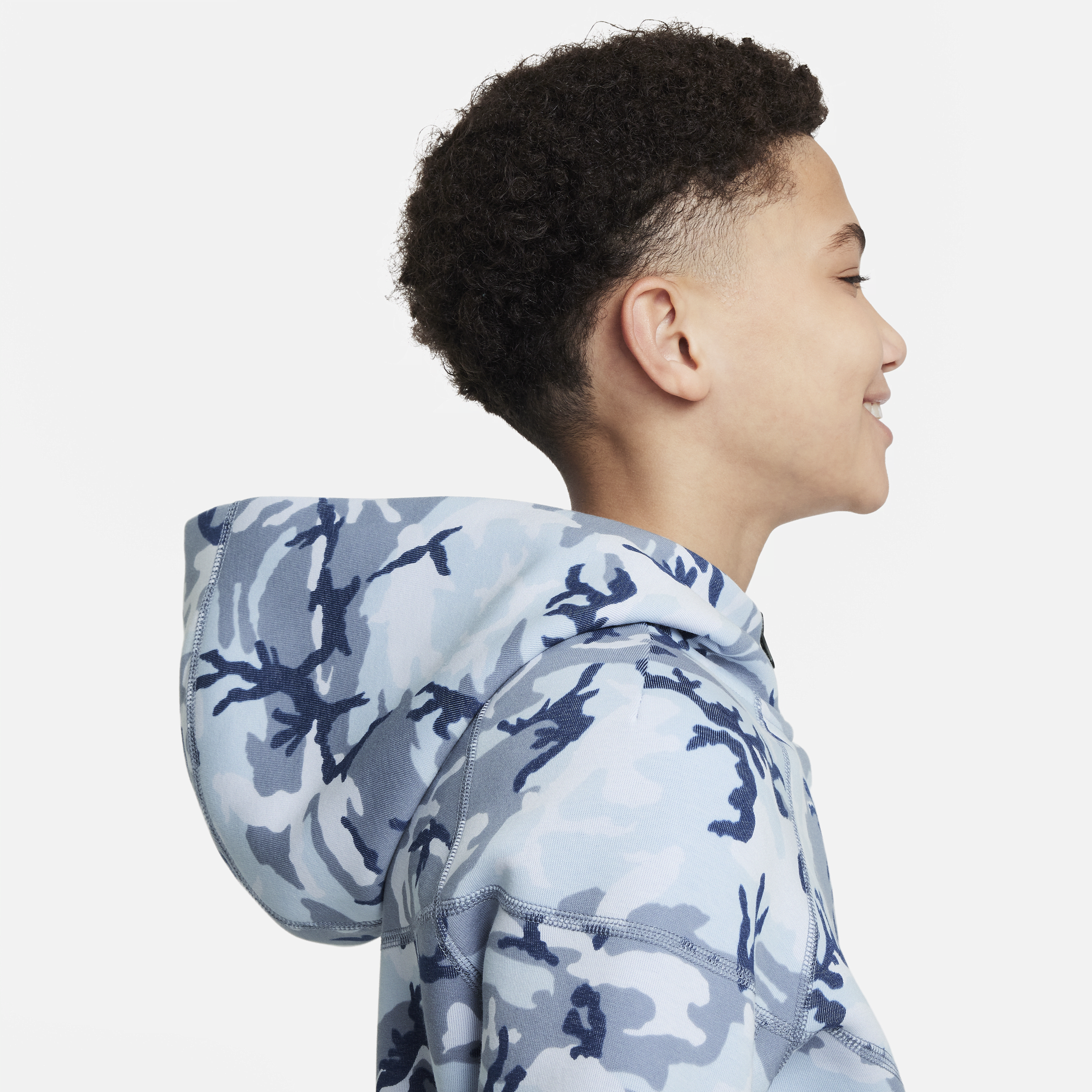 Nike Tech Fleece hoodie met camouflageprint en rits voor jongens Blauw
