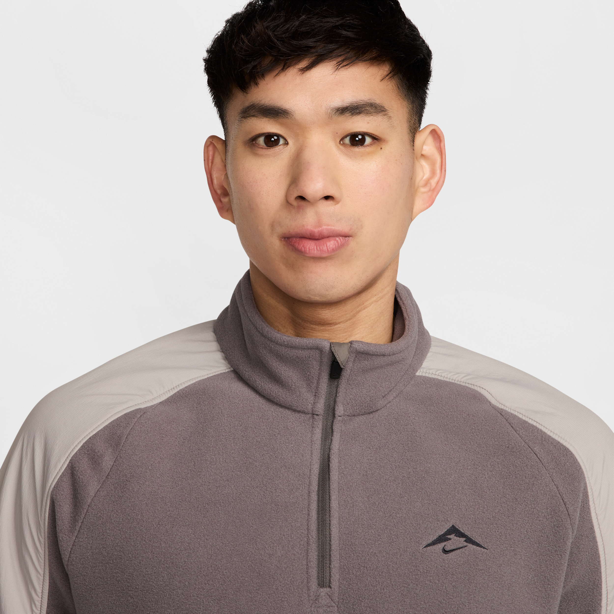 Haut de running en tissu Fleece à 1/4 de zip Nike Trail Polartec® pour homme - Gris