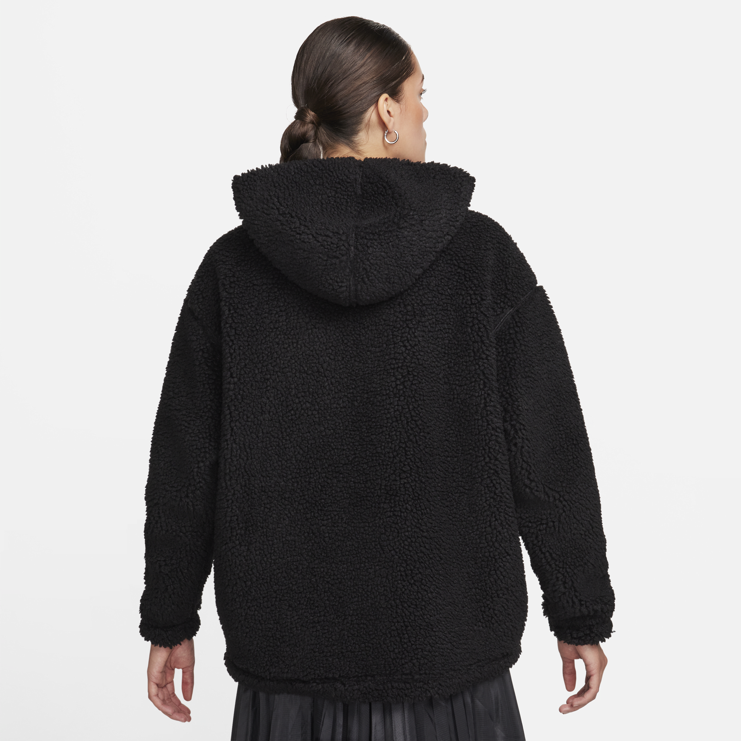 Nike Sportswear hoogpolig fleecejack met logo voor dames Zwart