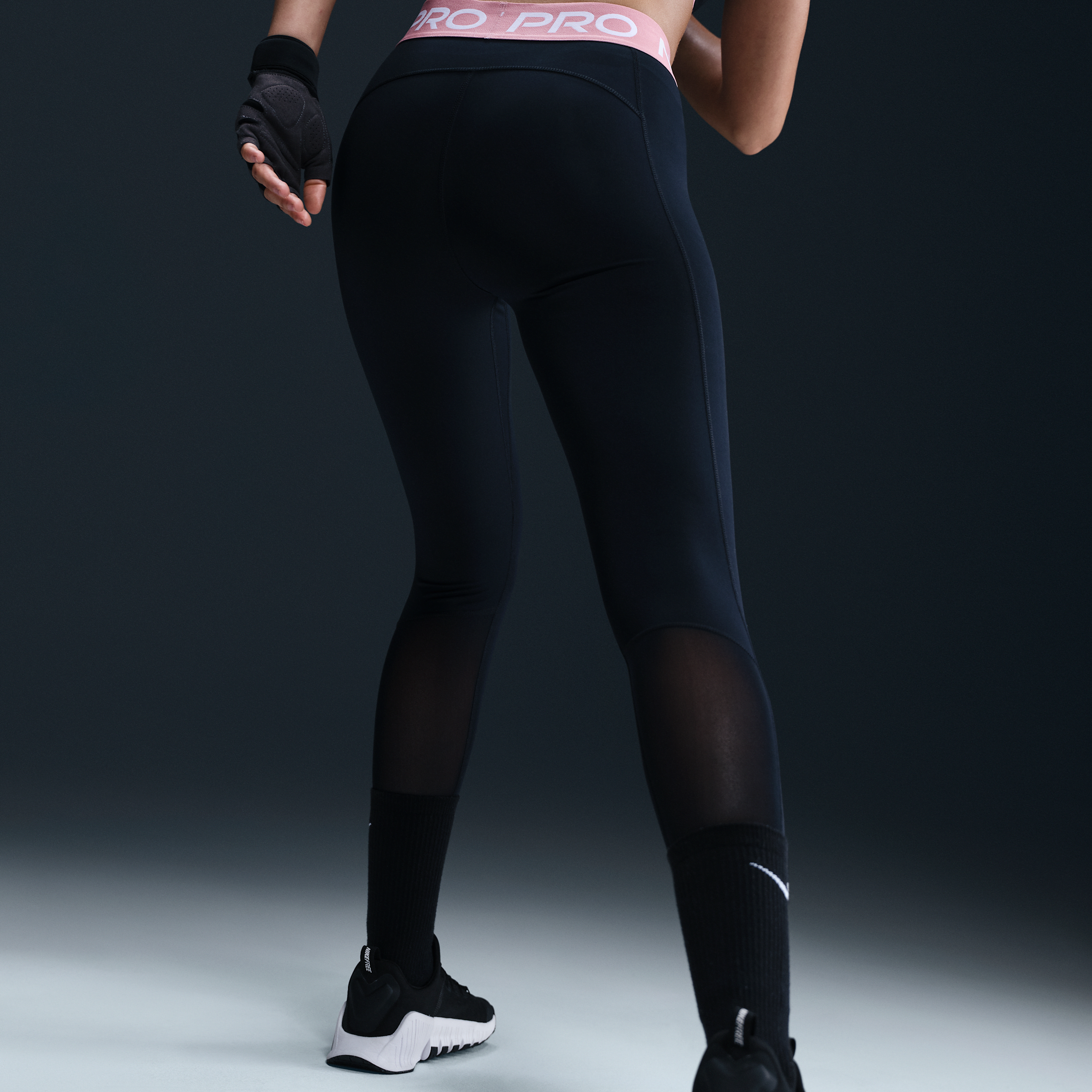 Legging taille mi-haute à empiècements en mesh Nike Pro pour femme - Noir