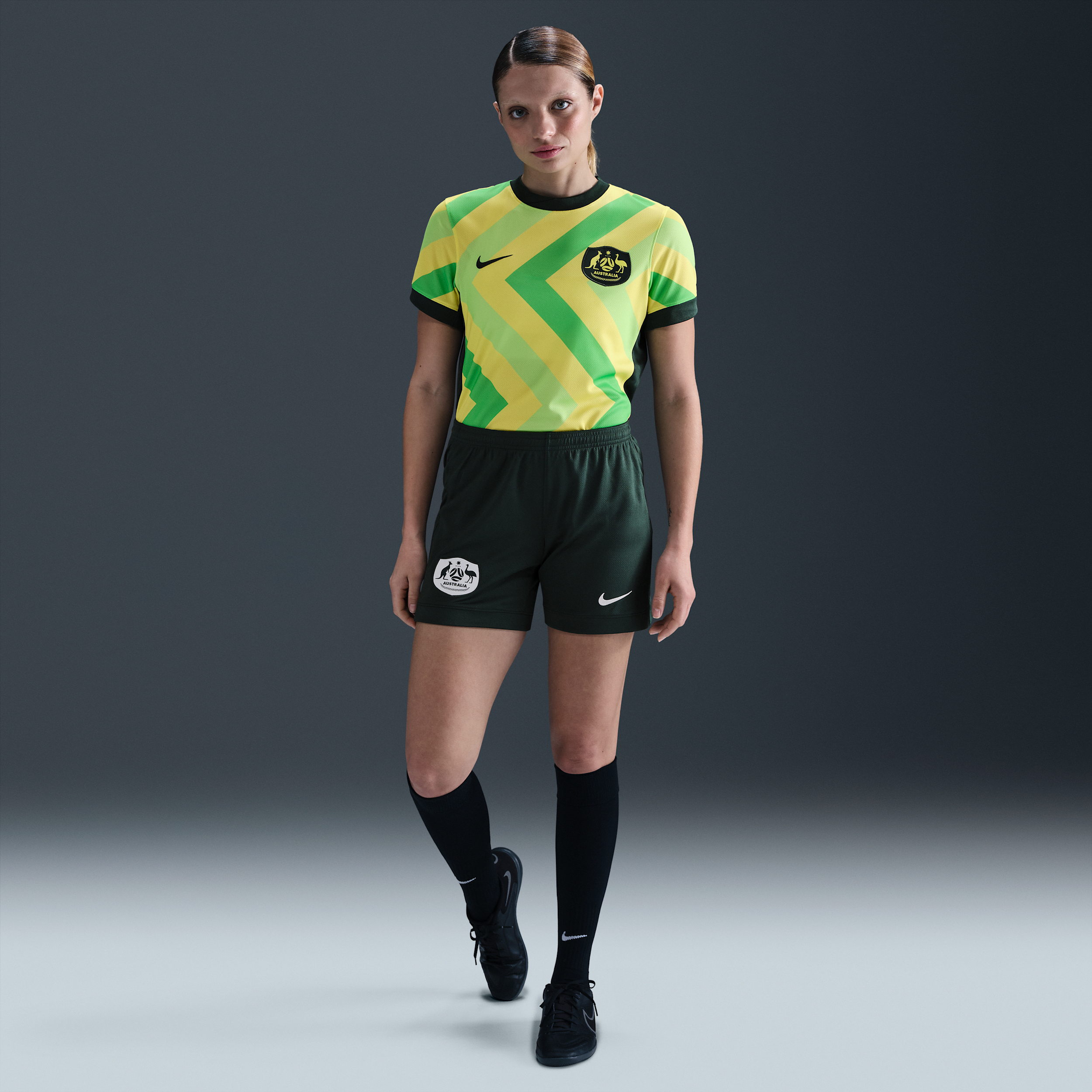 Australia 2025 Stadium Women's Nike Dri-FIT Football Primary Replica Shorts - Green - Polyester - 50% Recycled Polyester