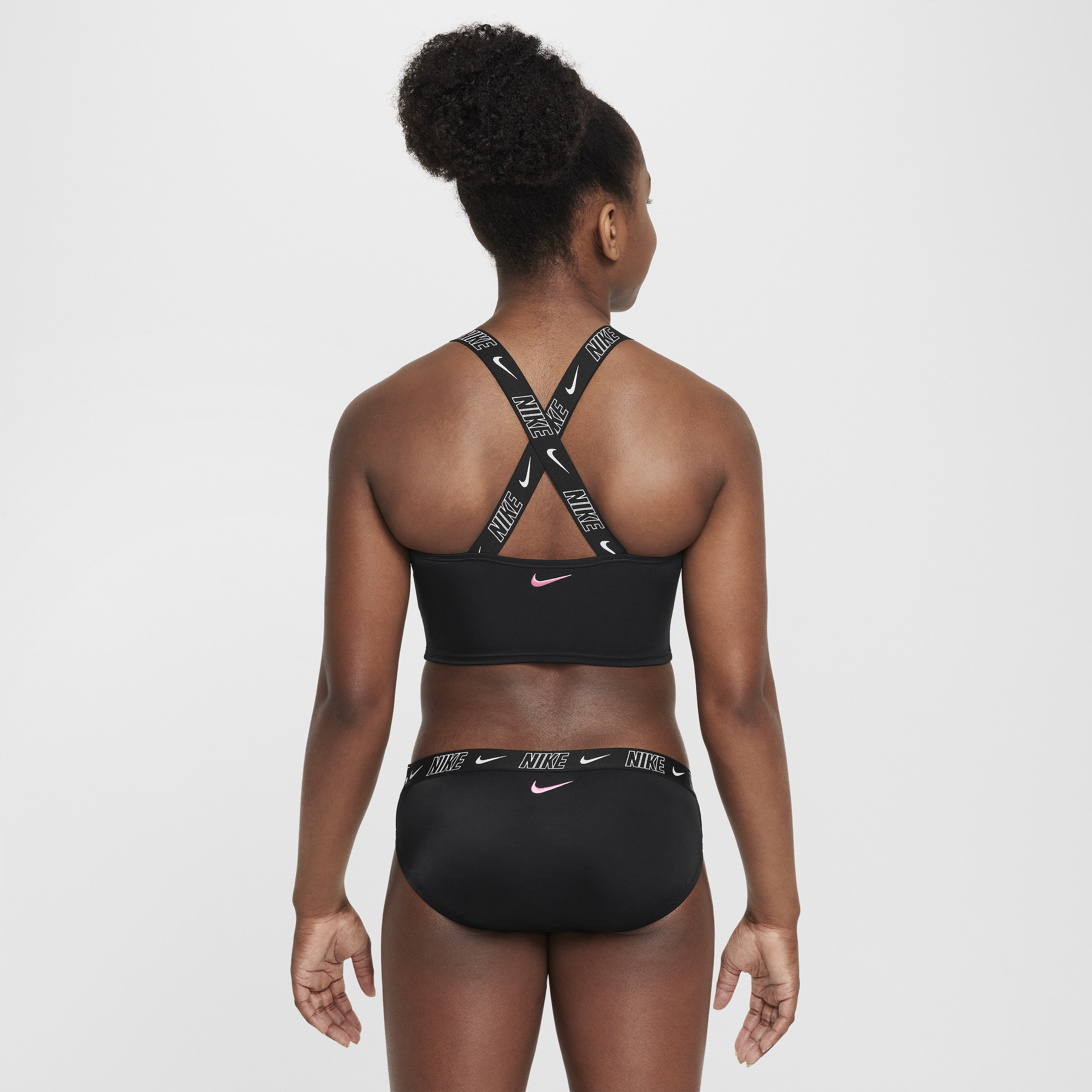 Nike Swim midkiniset met gekruiste bandjes voor meisjes Zwart