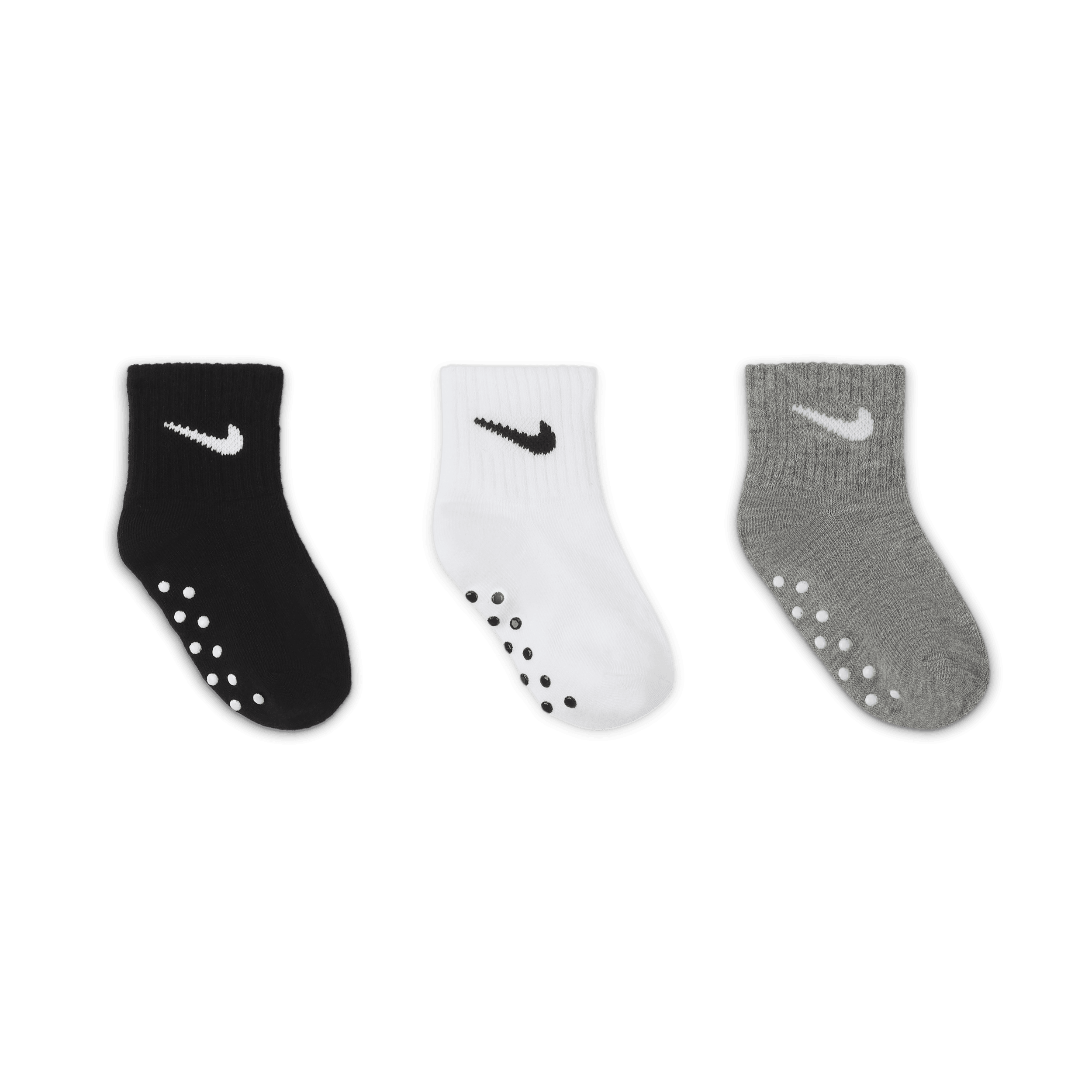 Nike Swoosh enkelsokken met anti-slip voor kleuters (3 paar) Zwart