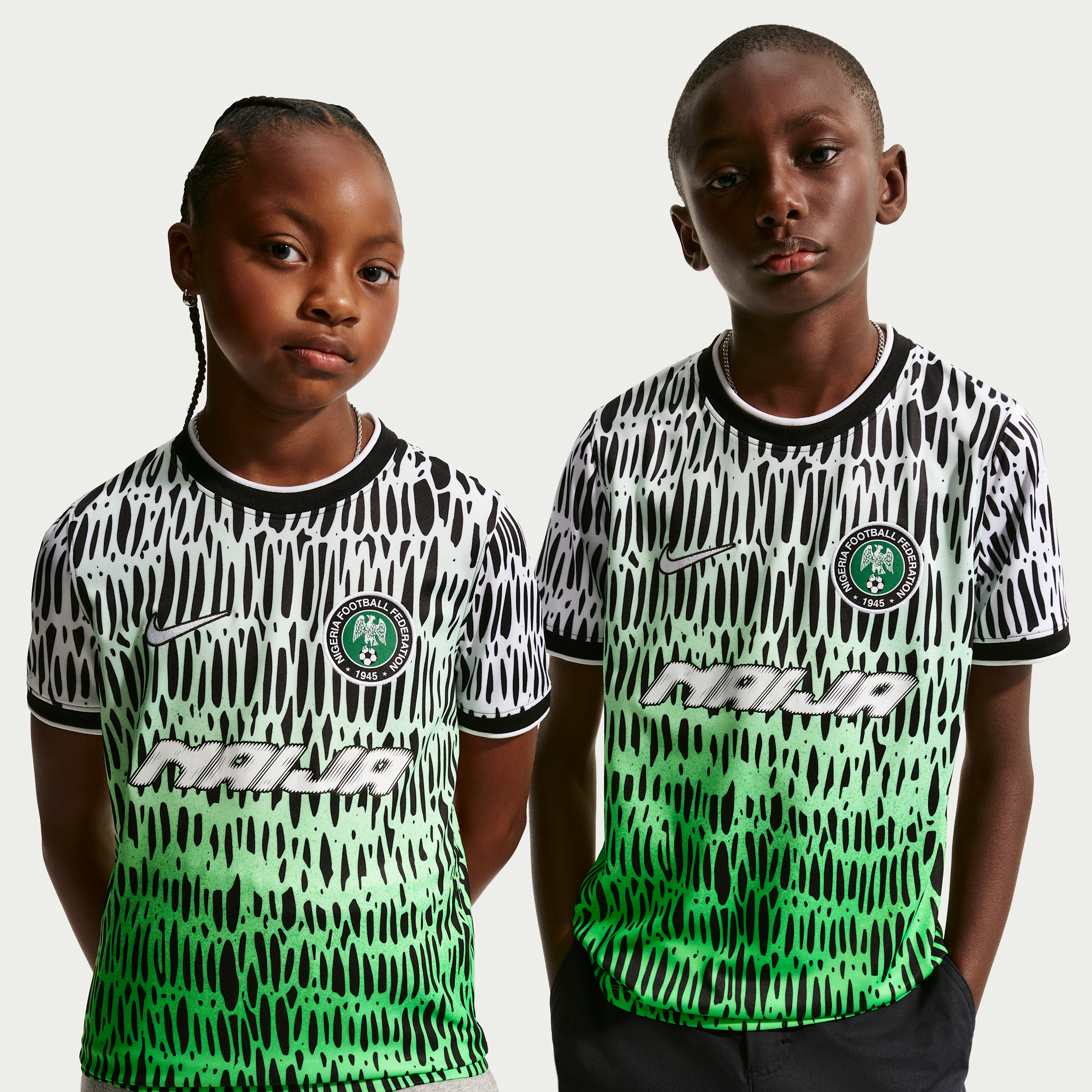 Kortærmet Nike x Nigeria x Slawn Dri-FIT-fodboldtrøje til større børn - sort