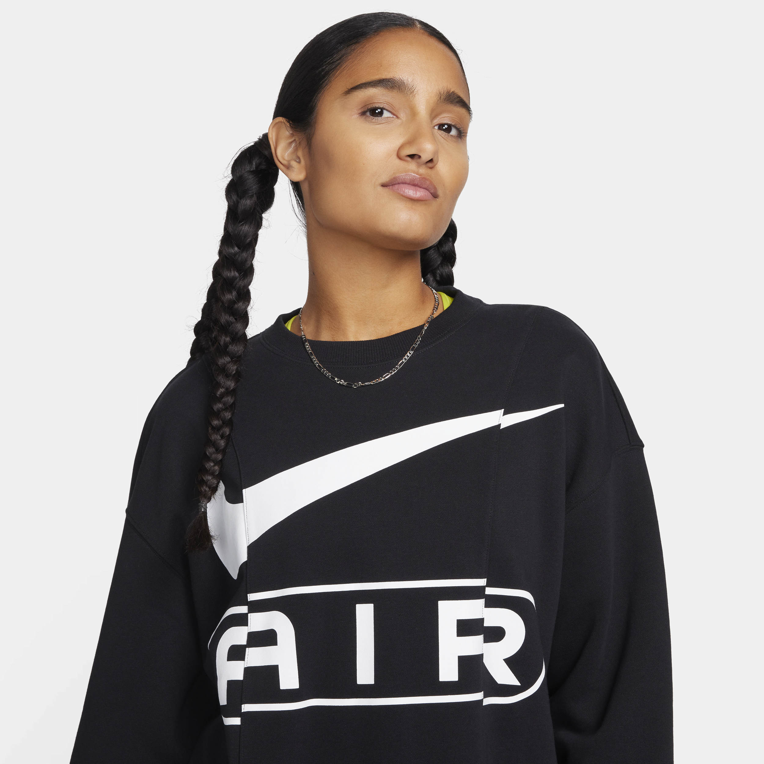 Nike Air Extra oversized sweatshirt van sweatstof met ronde hals voor dames Zwart