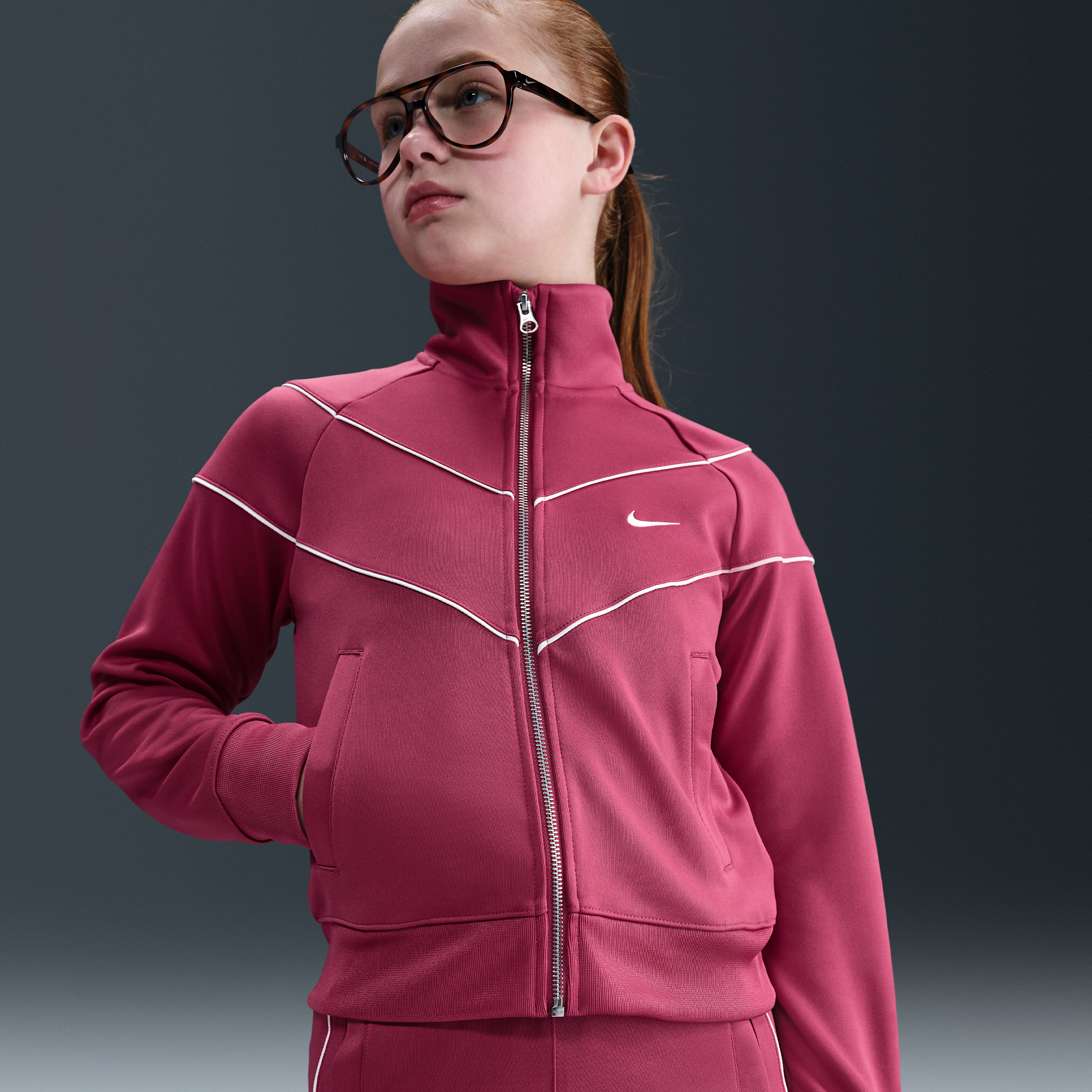 Nike Sportswear Older Kids (Girls) Knit Tracksuit Jacket - Purple - Polyester