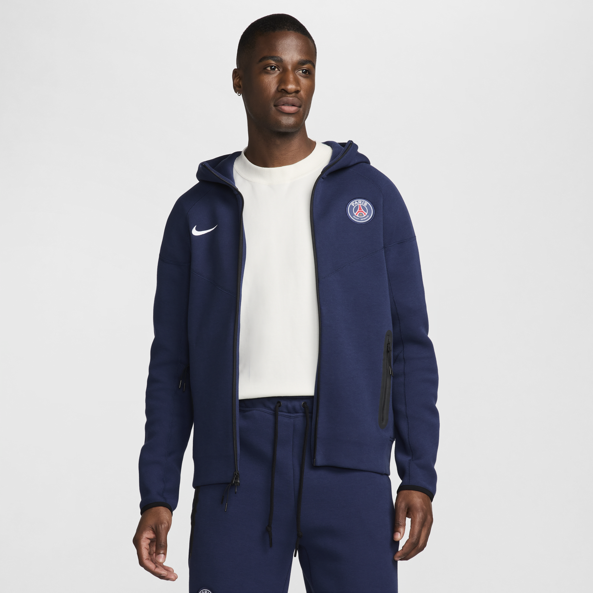 Sweat à capuche et zip Nike Football Paris Saint-Germain Tech Fleece Windrunner pour homme - Bleu