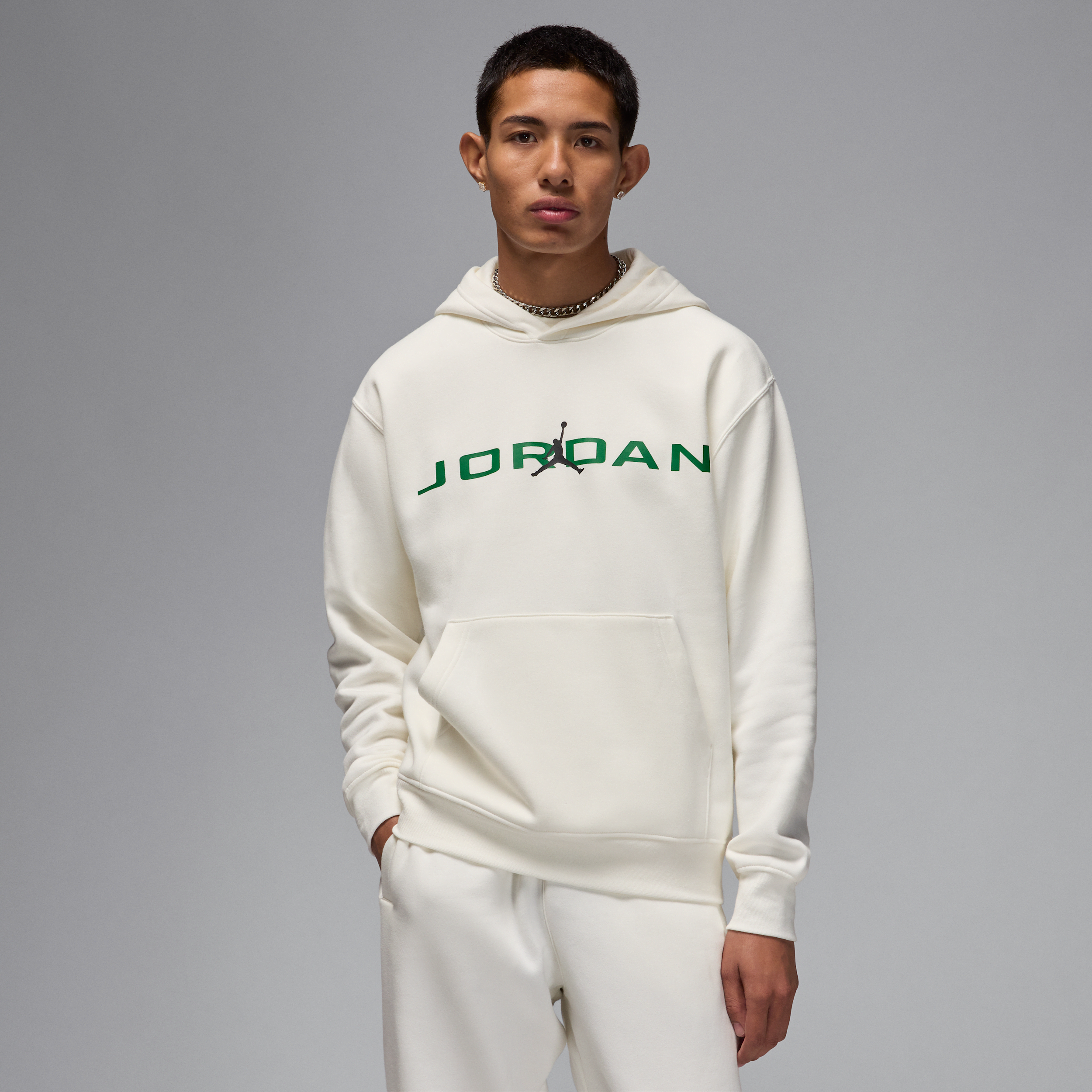 Sweat à capuche en tissu Fleece Jordan Essentials pour Homme - Blanc