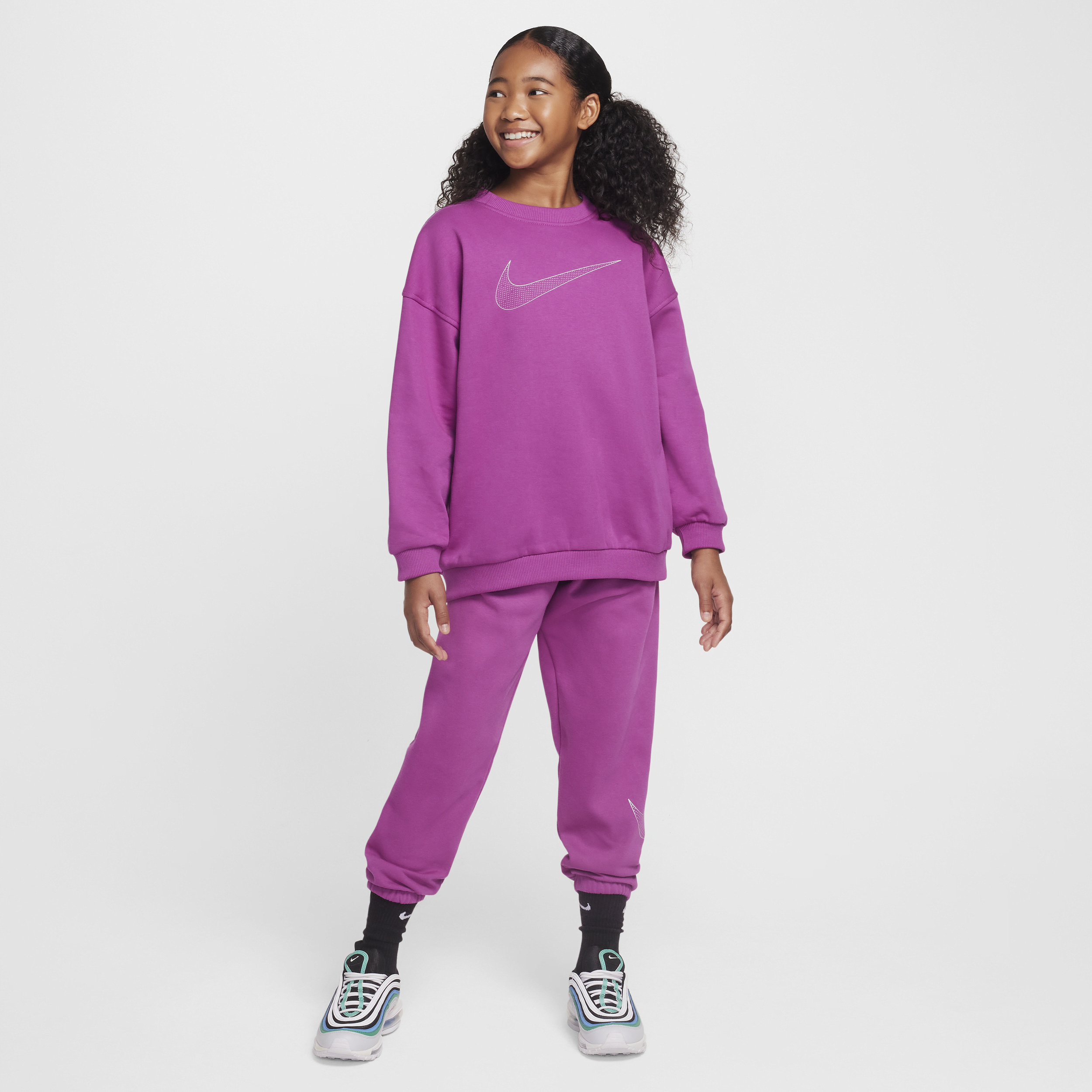 Sweat oversize Nike Sportswear Club Fleece pour ado (fille) - Pourpre