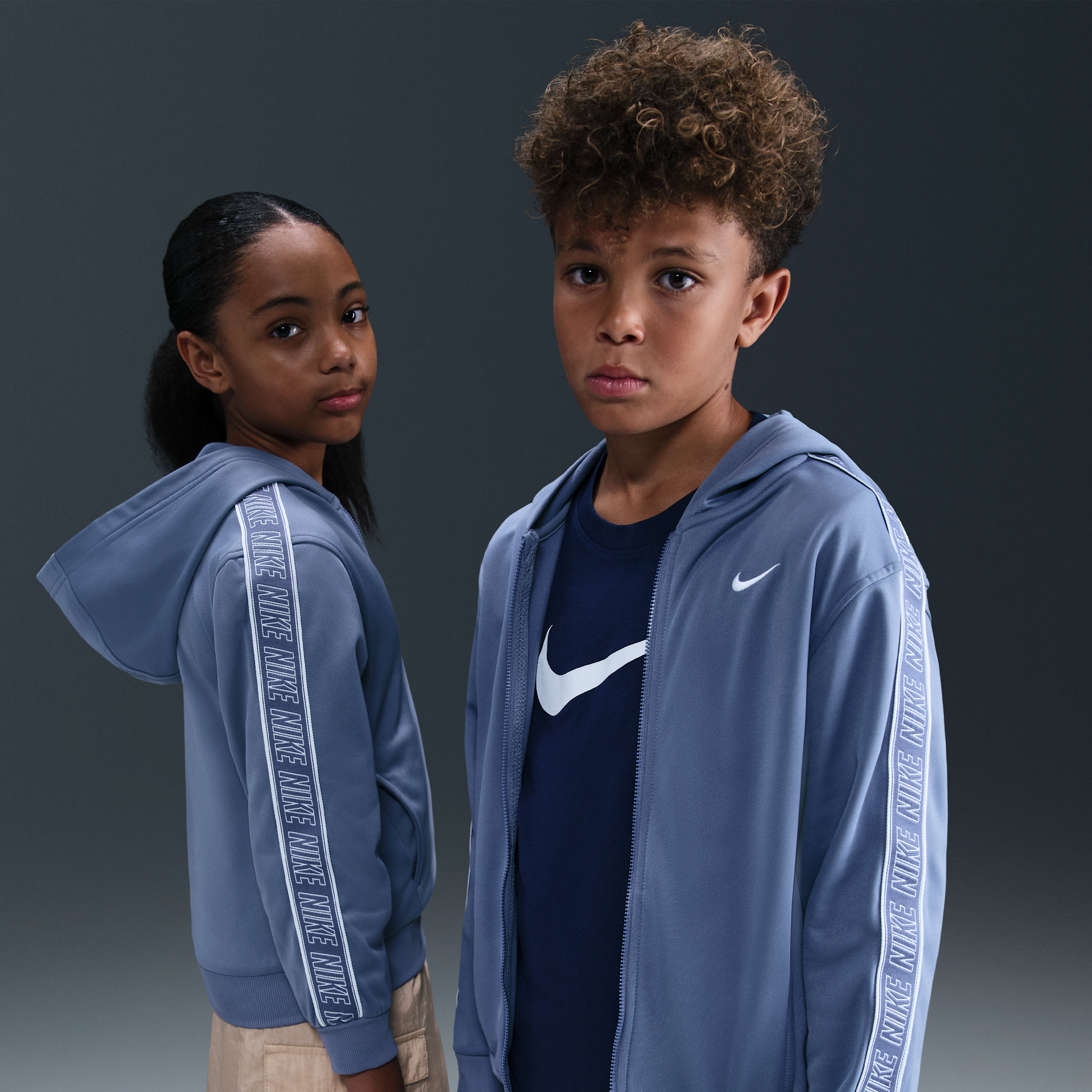 Nike Club Older Kids Dri-FIT Full-Zip Hoodie - Blue - Polyester