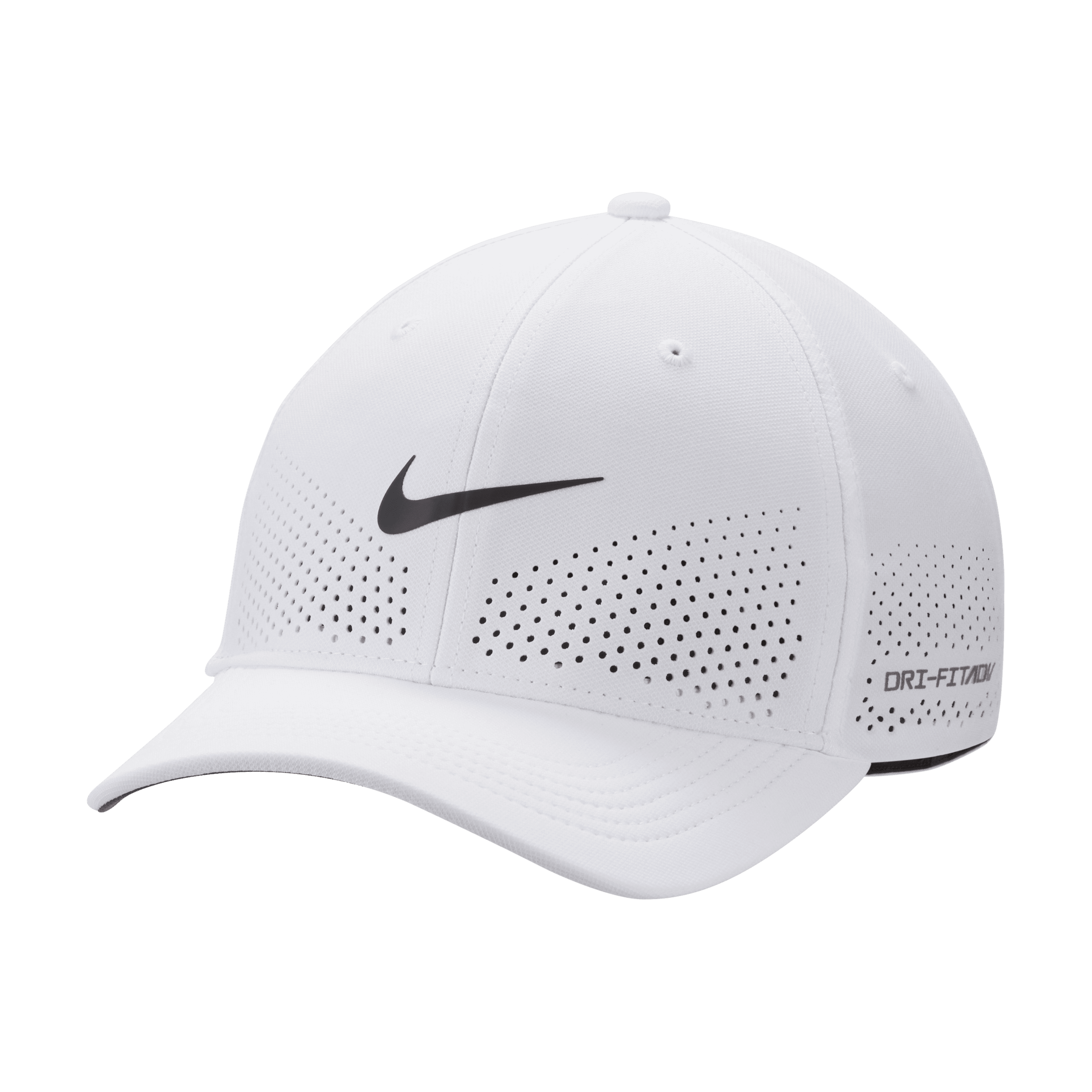 Nike Dri-FIT ADV Rise Structured SwooshFlex Cap - White - Polyester - 50% Recycled Polyester