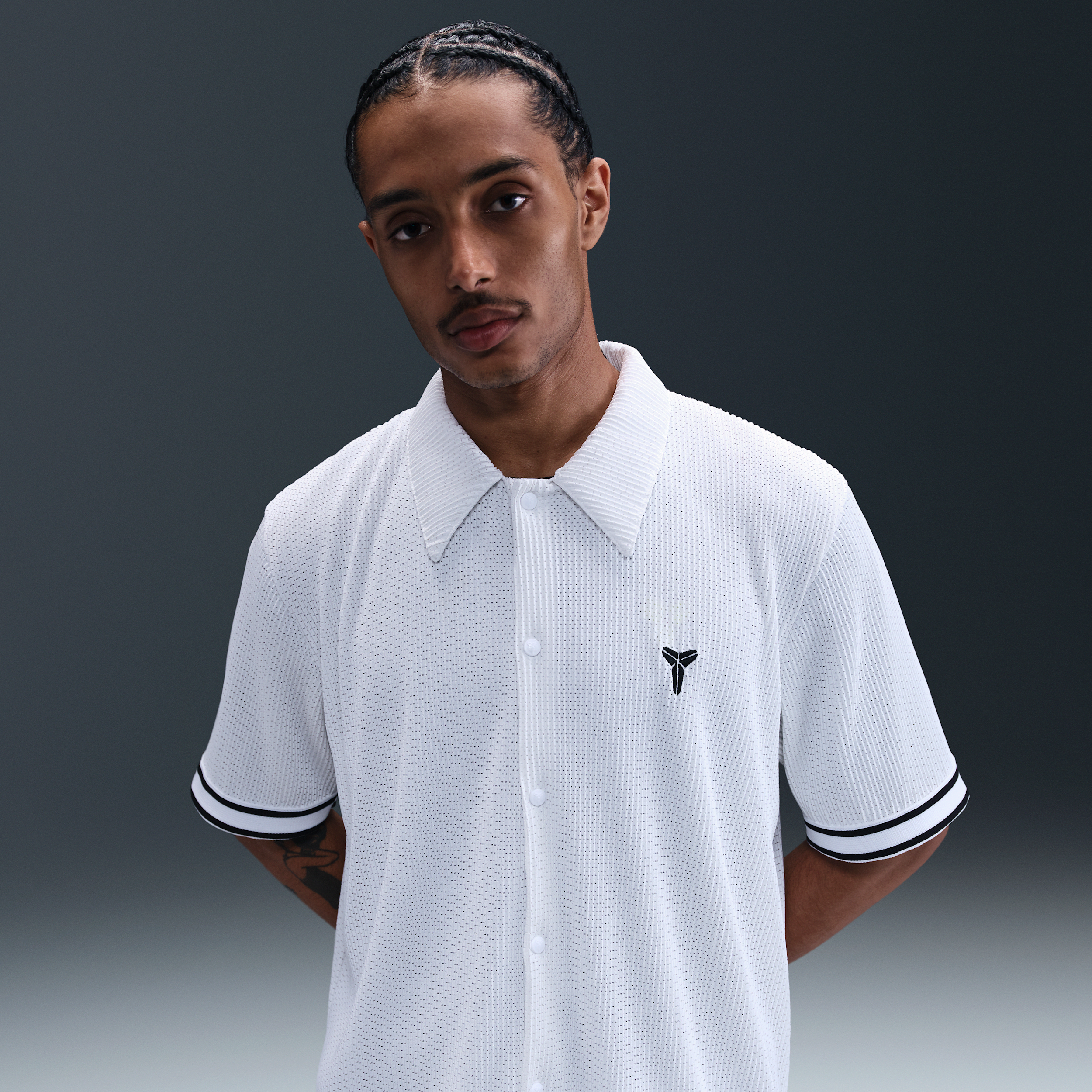 Nike Kobe Mens Pleated Short-Sleeve Basketball Top - White - Polyester