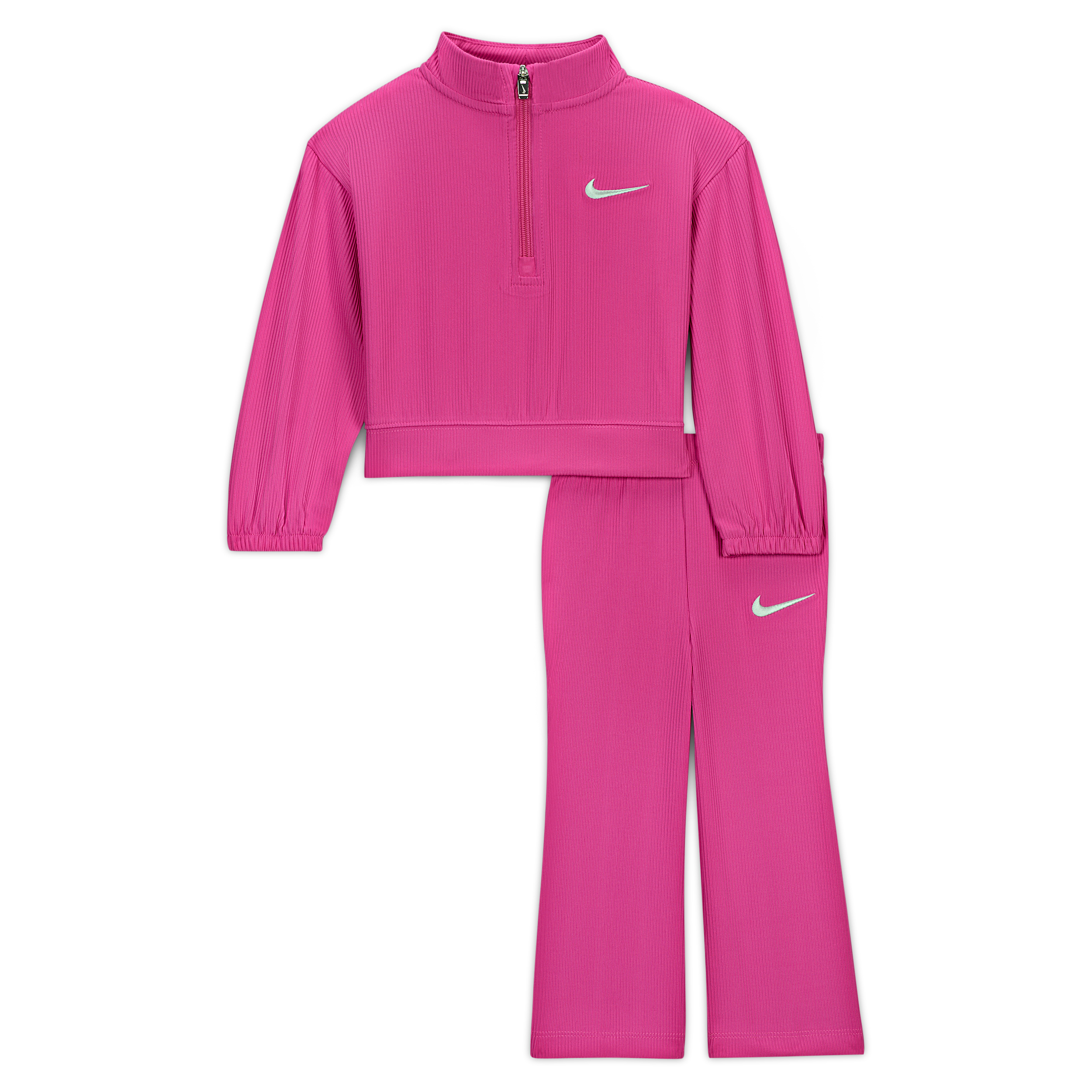 Ensemble legging et haut côtelé à quart de zip Nike Game pour bébé - Rose